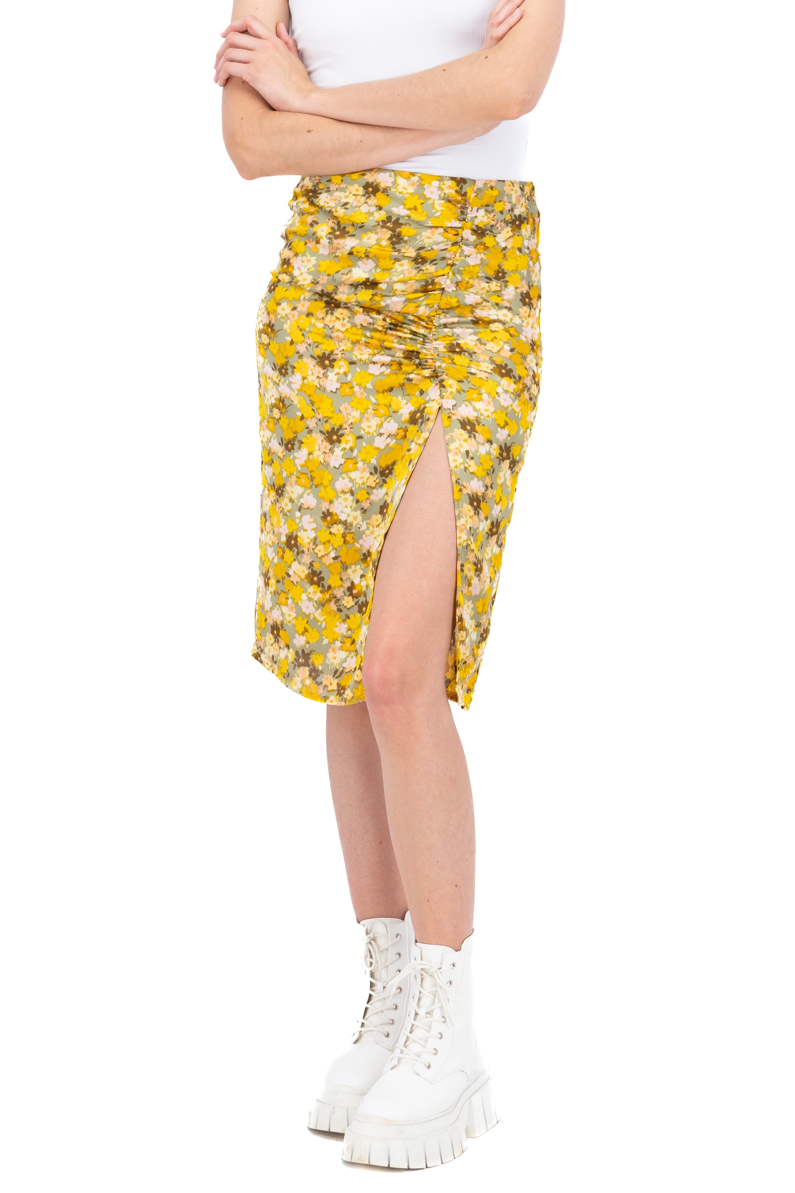 Falda midi abertura AMARILLO COMBO