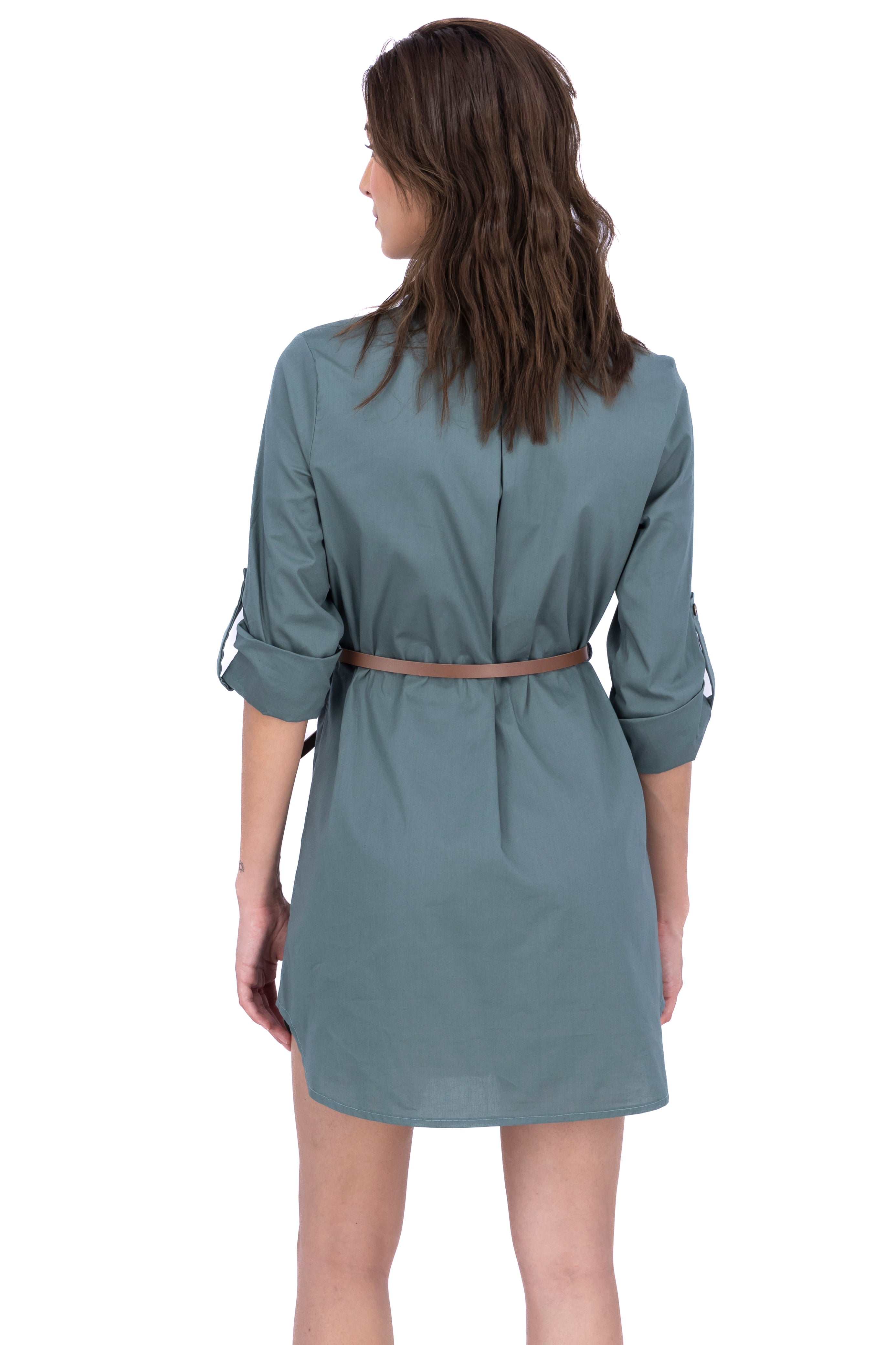 Vestido camisero detalle bolsas VERDE