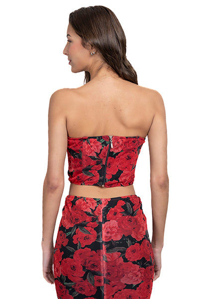 Top Corset Flores ROJO COMBO