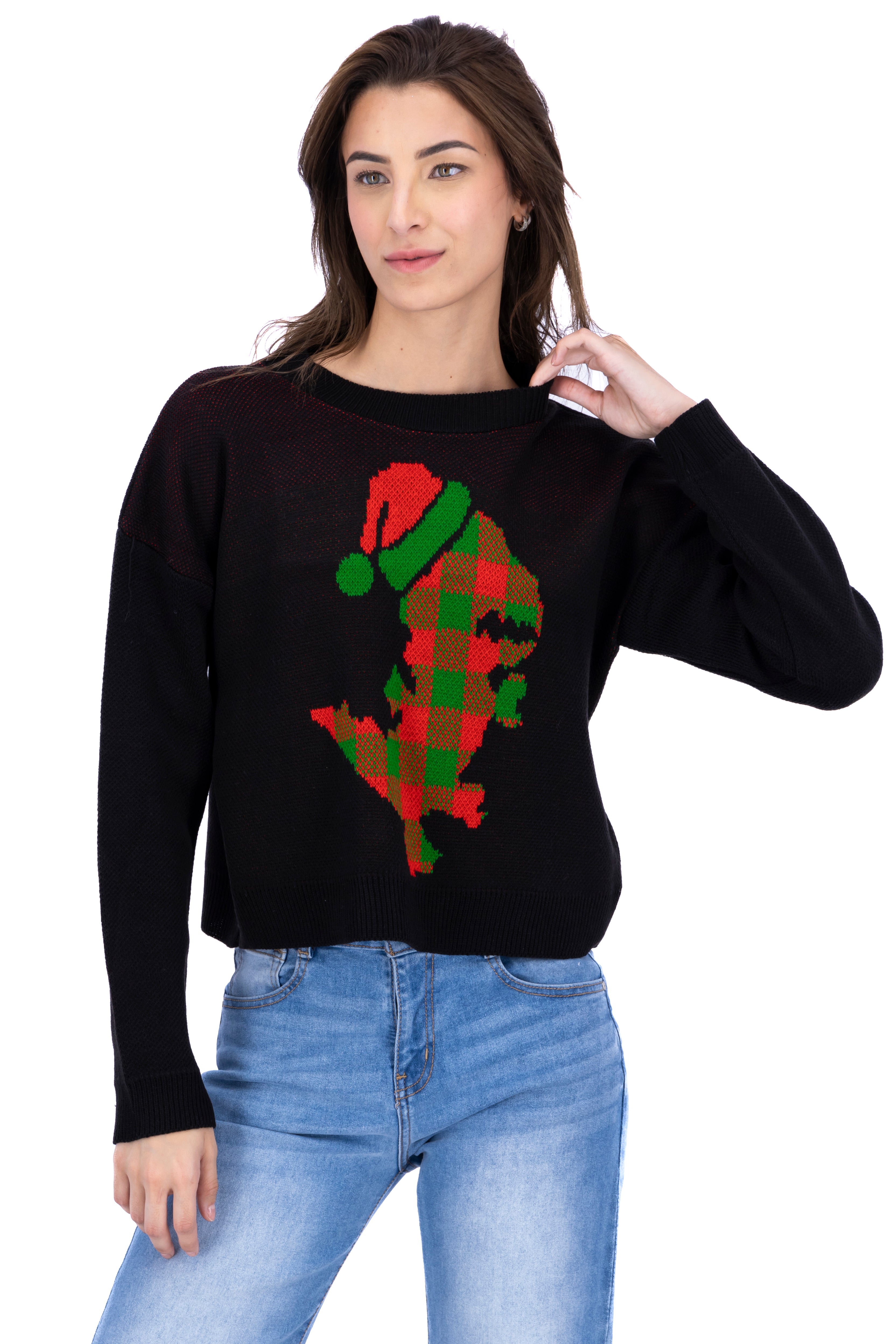 Suéter navideño dinosaurio NEGRO COMBO