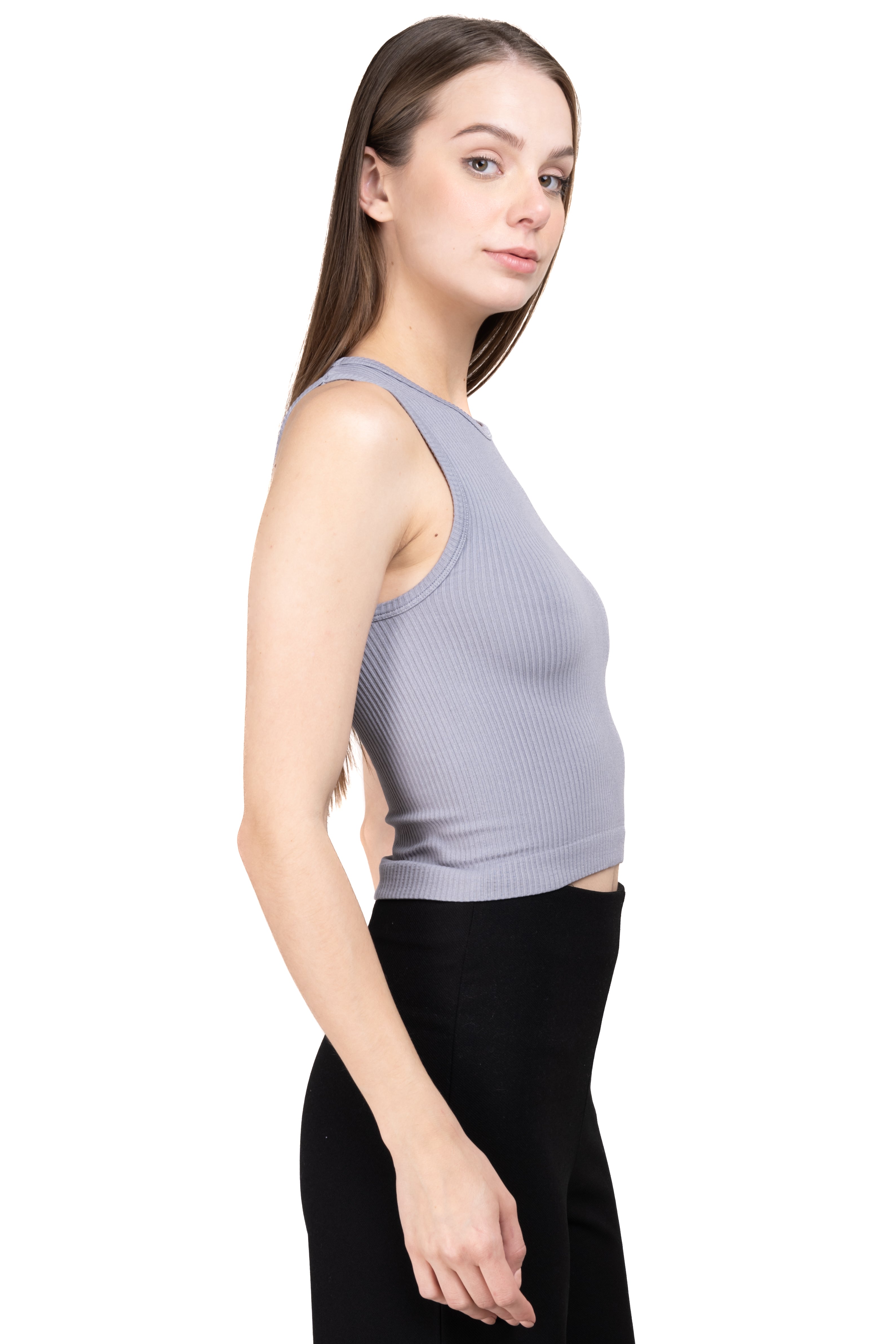 Top acanalado monocolor GRIS