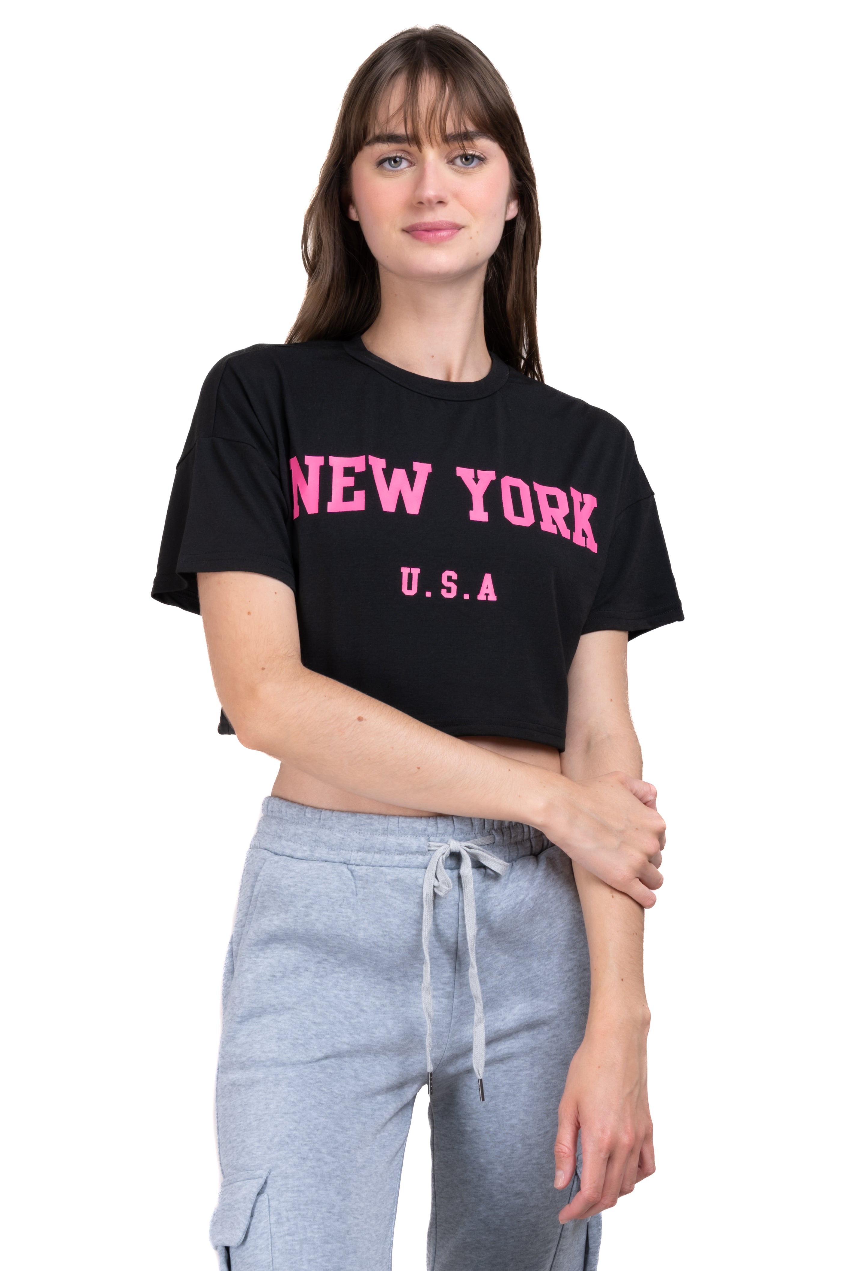 Playera crop boxy Nueva York NEGRO COMBO
