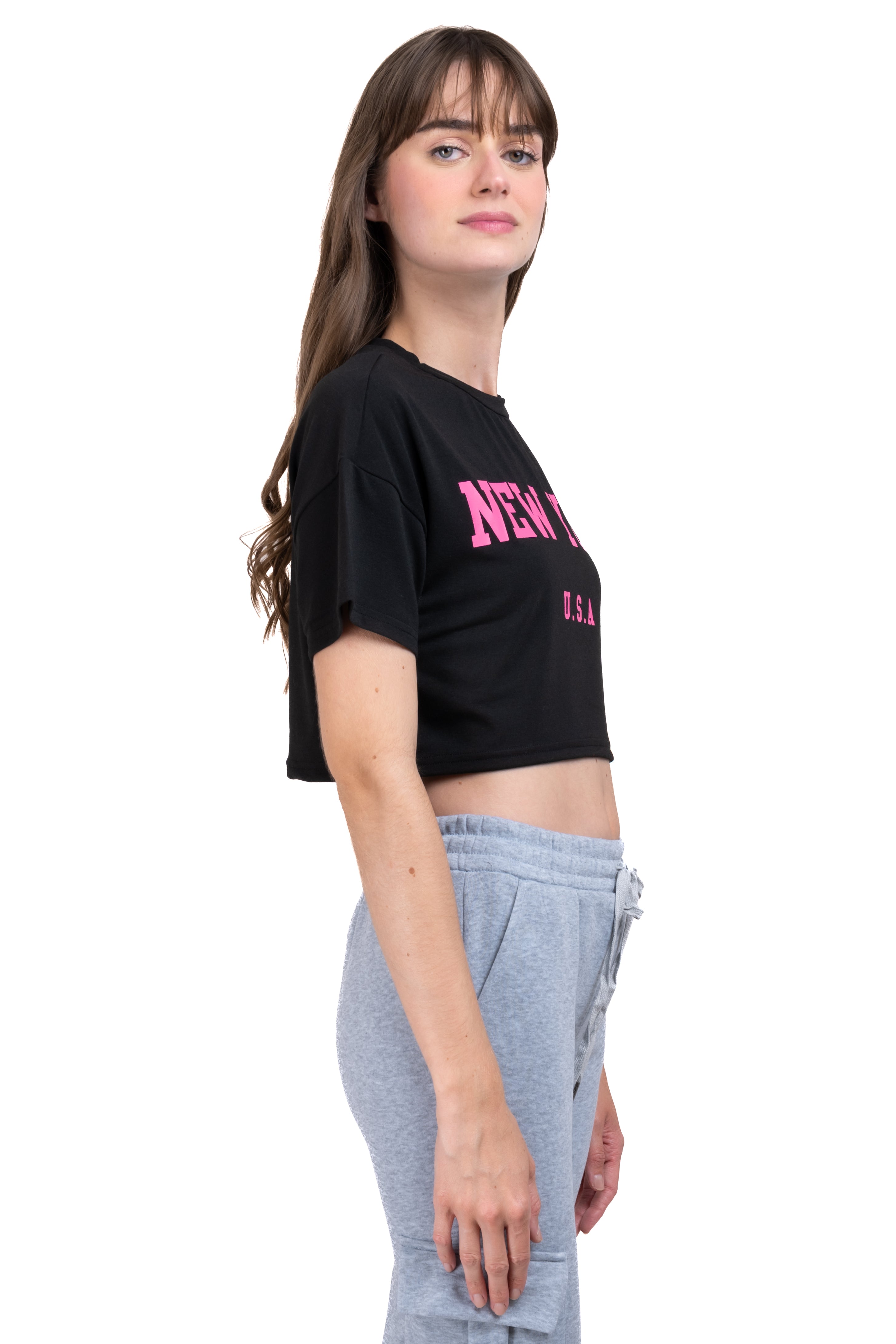 Playera crop boxy Nueva York NEGRO COMBO