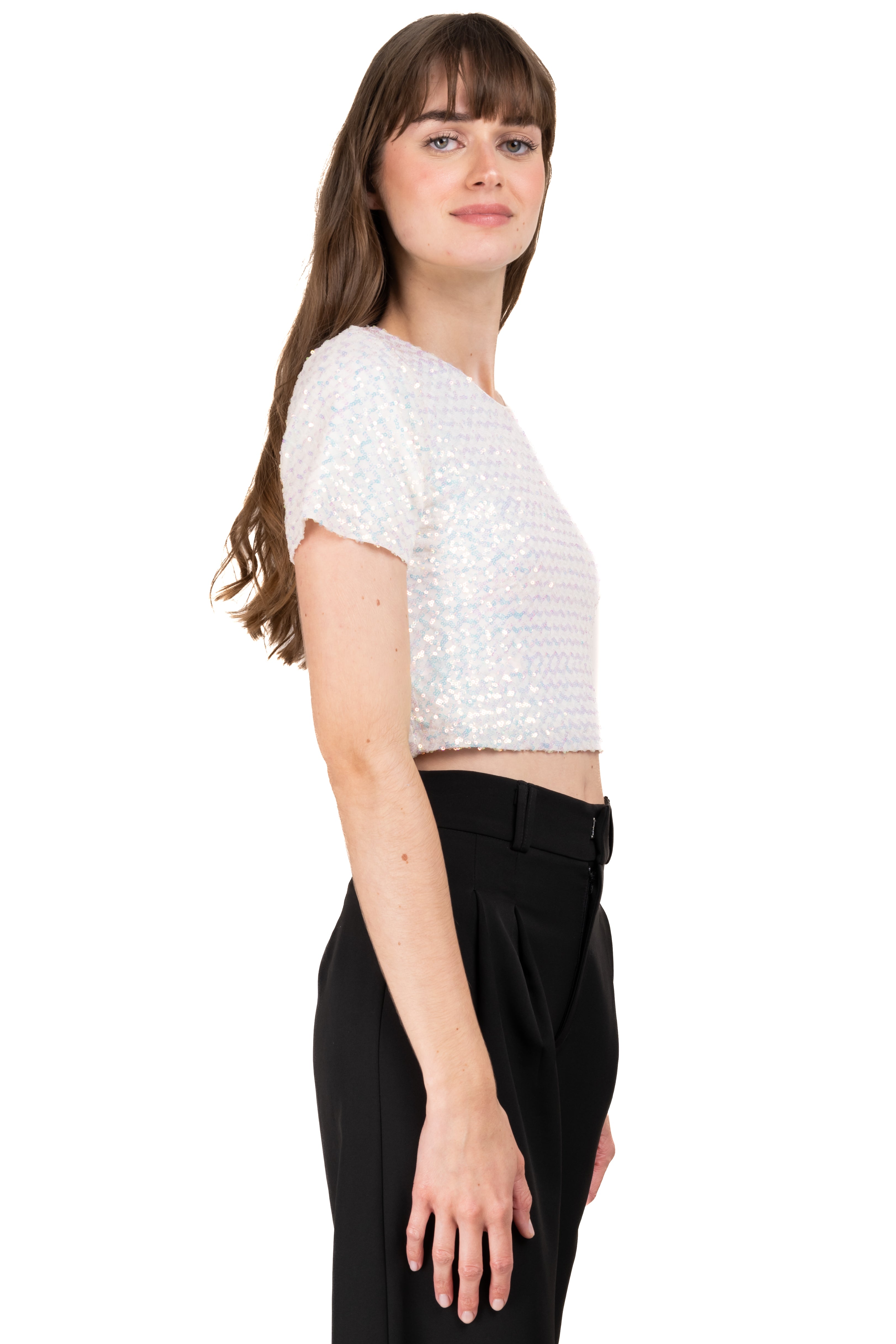 Blusa crop multilentejuela BLANCO