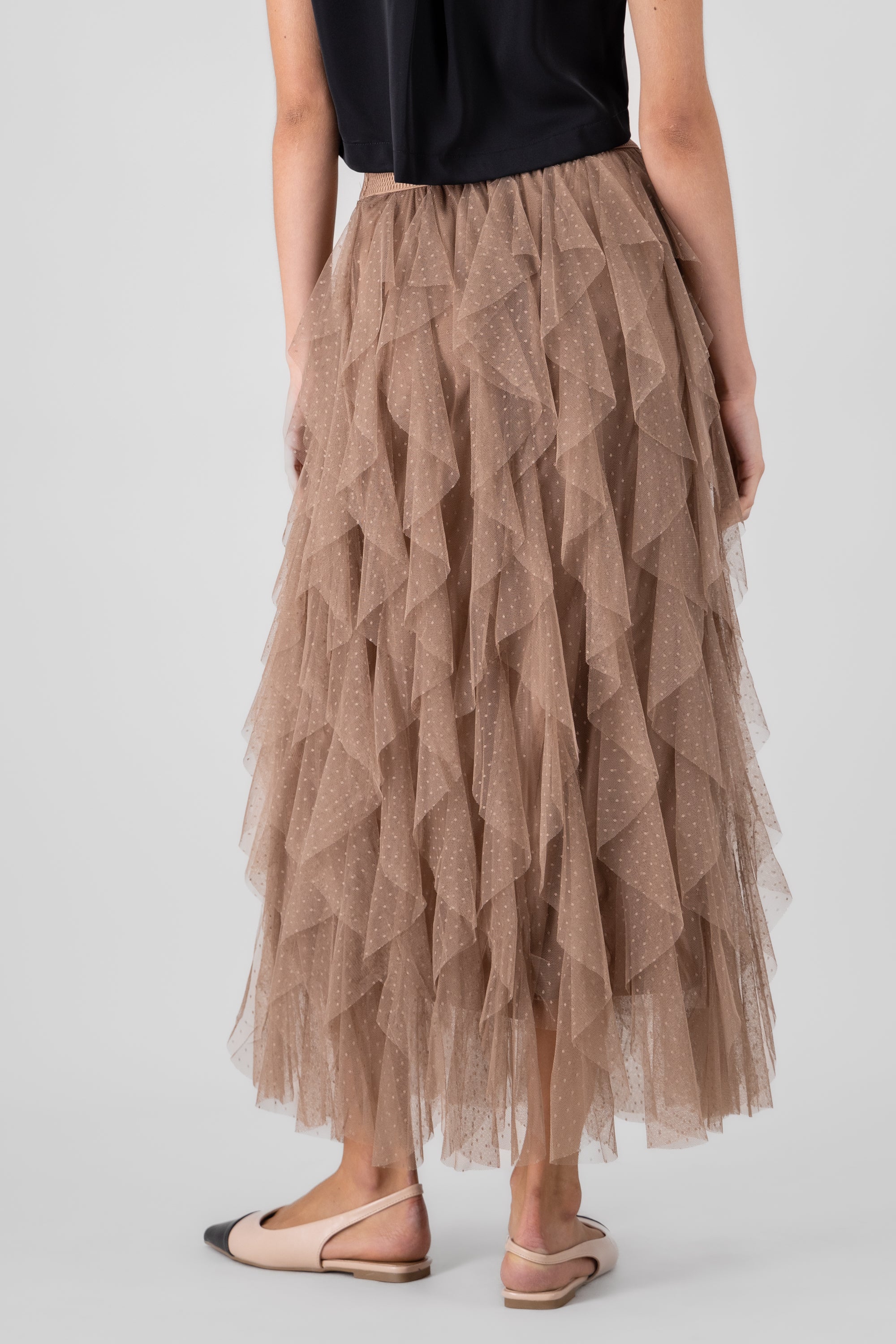 Falda maxi tul olanes TAUPE