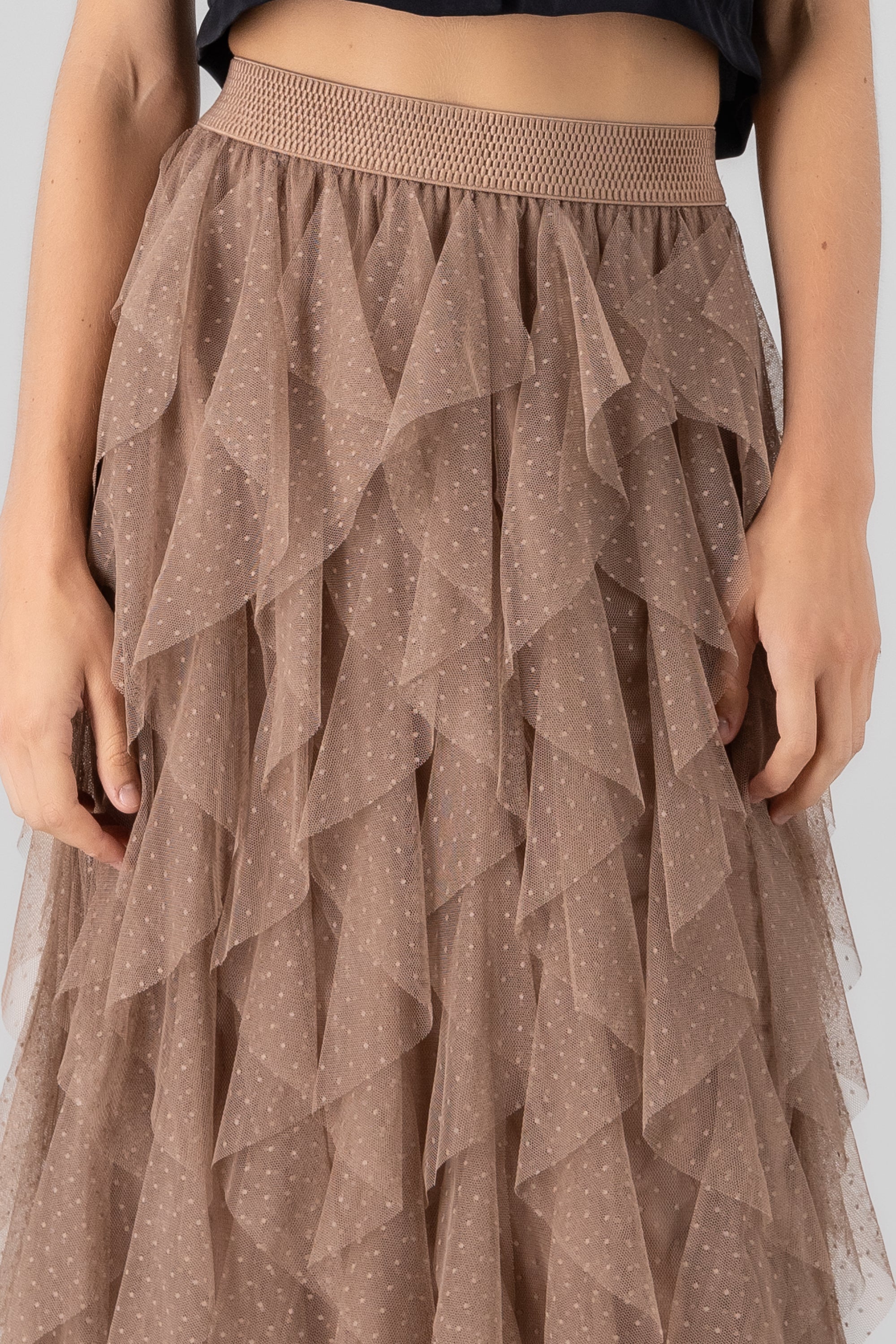 Falda maxi tul olanes TAUPE