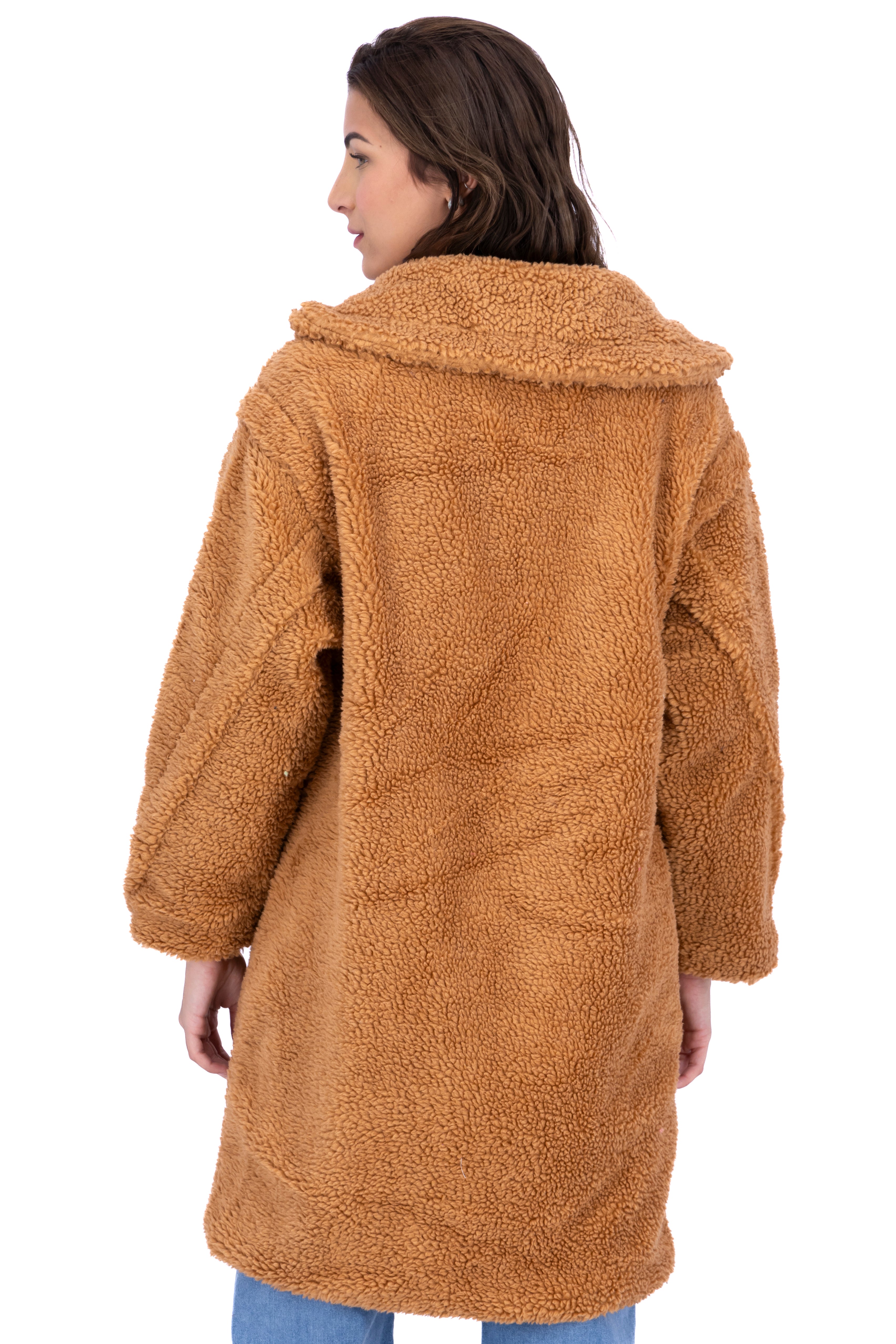 Abrigo largo peluche CAMELLO