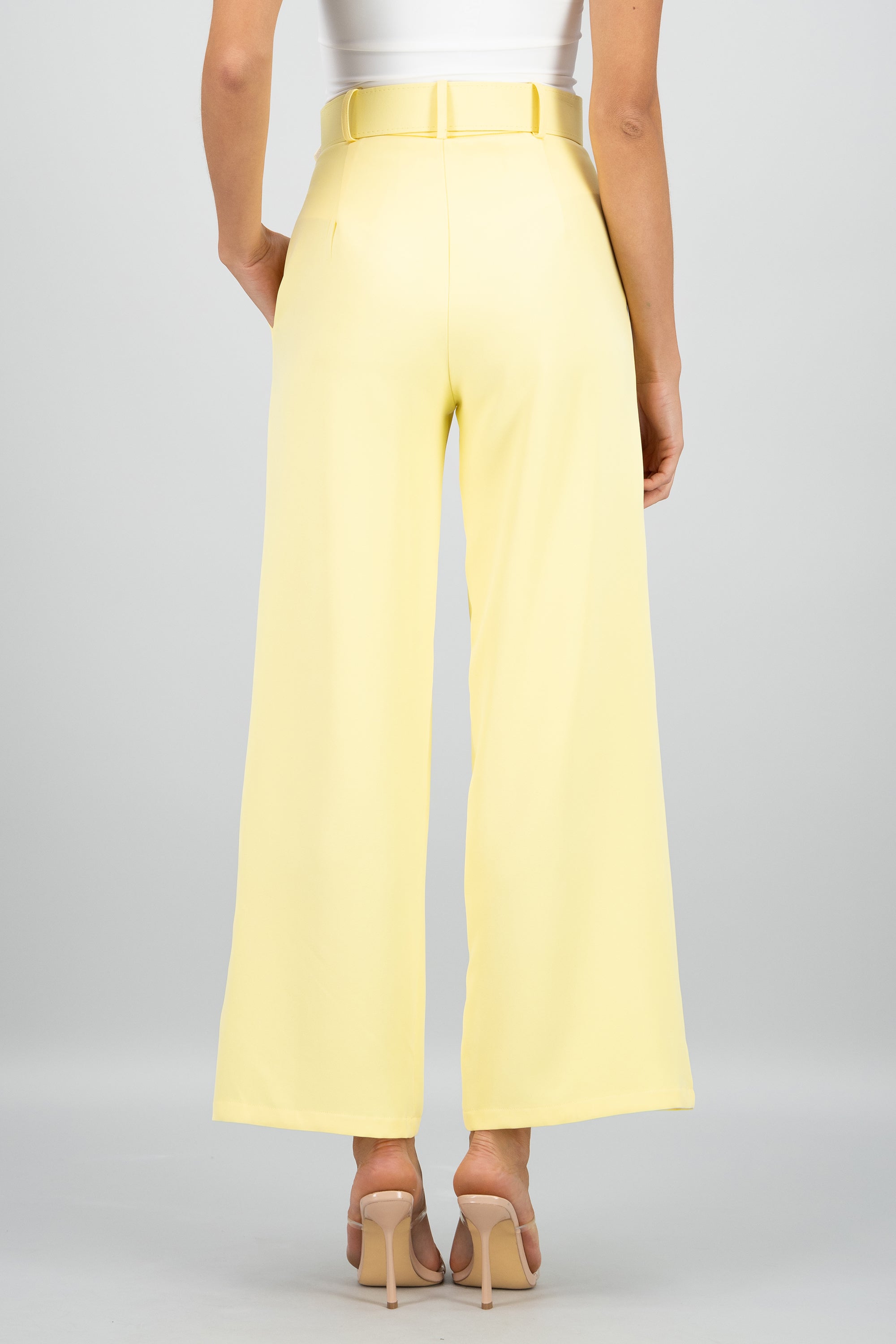 Pantalon Liso Cinturon AMARILLO PASTEL