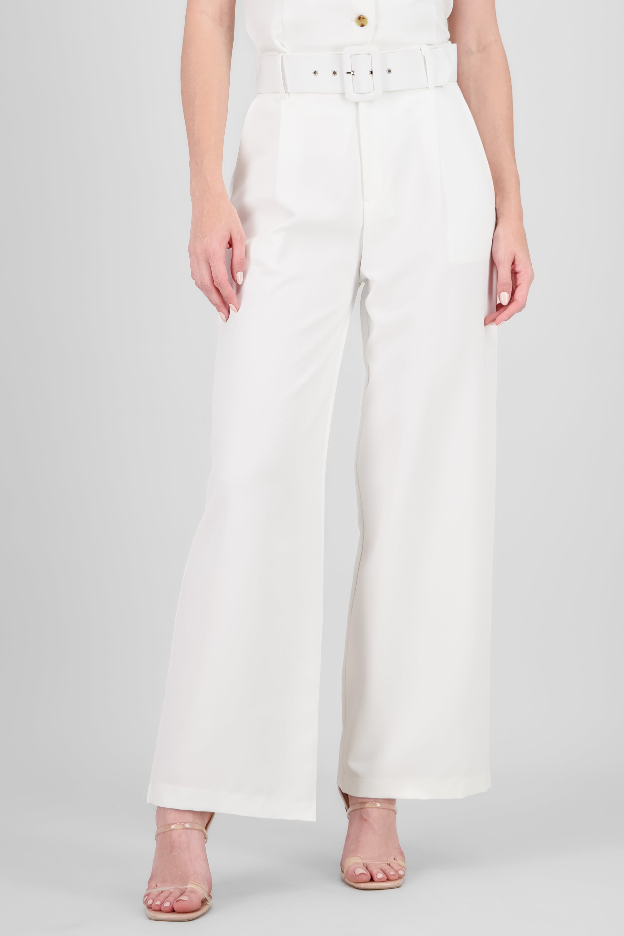 Pantalon Liso Cinturon BLANCO