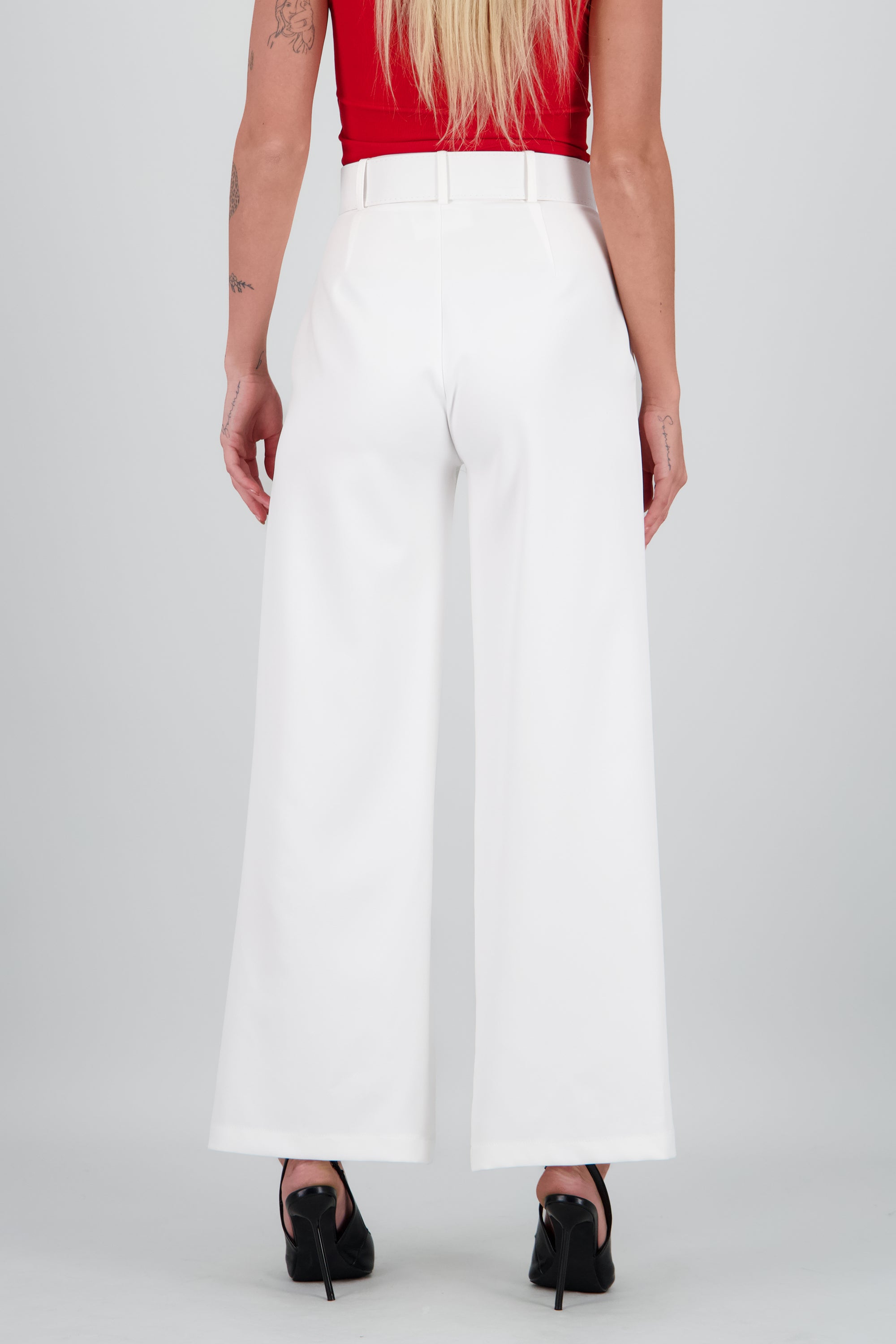 Pantalon Liso Cinturon BLANCO