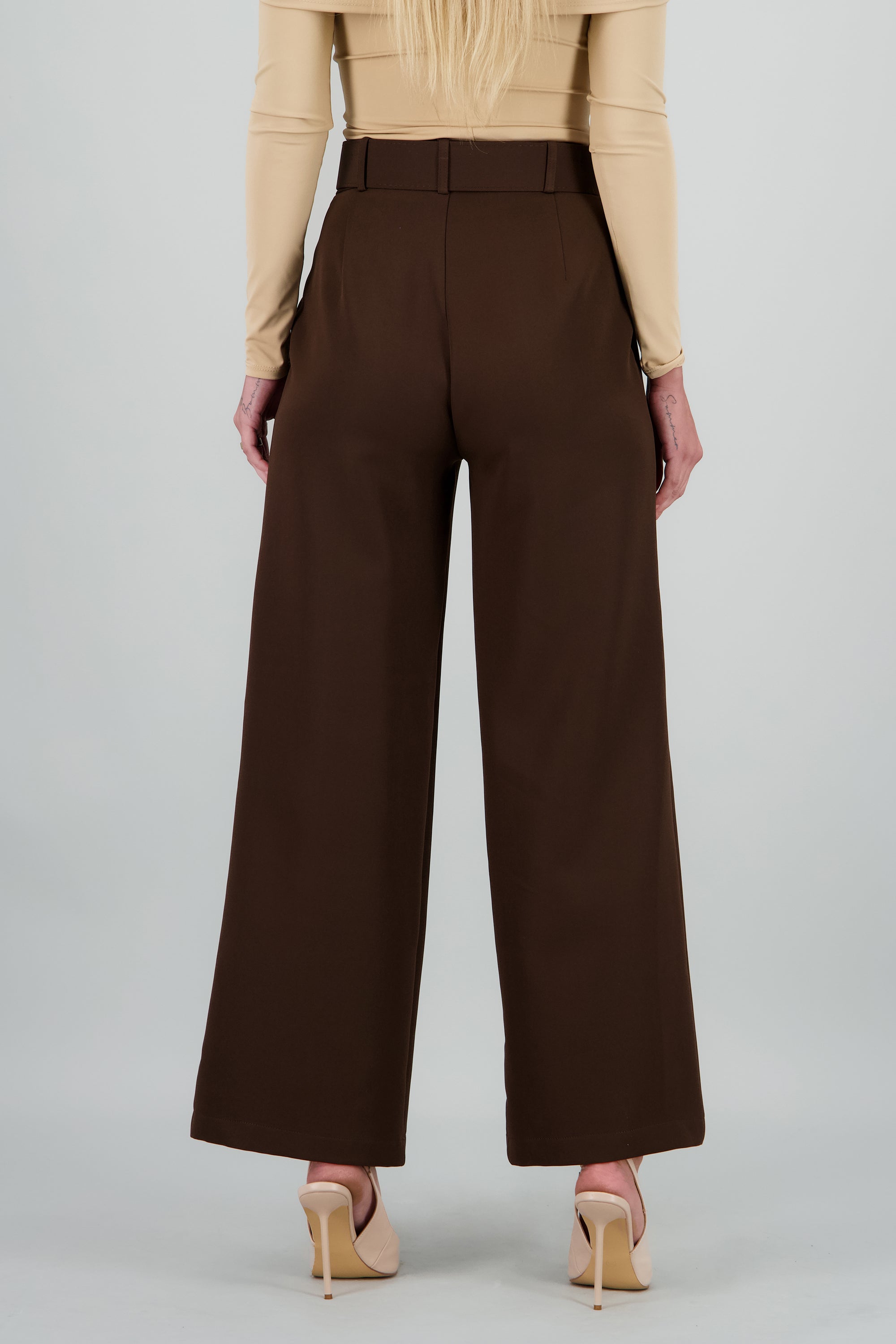 Pantalon Liso Cinturon CAFE COMBO