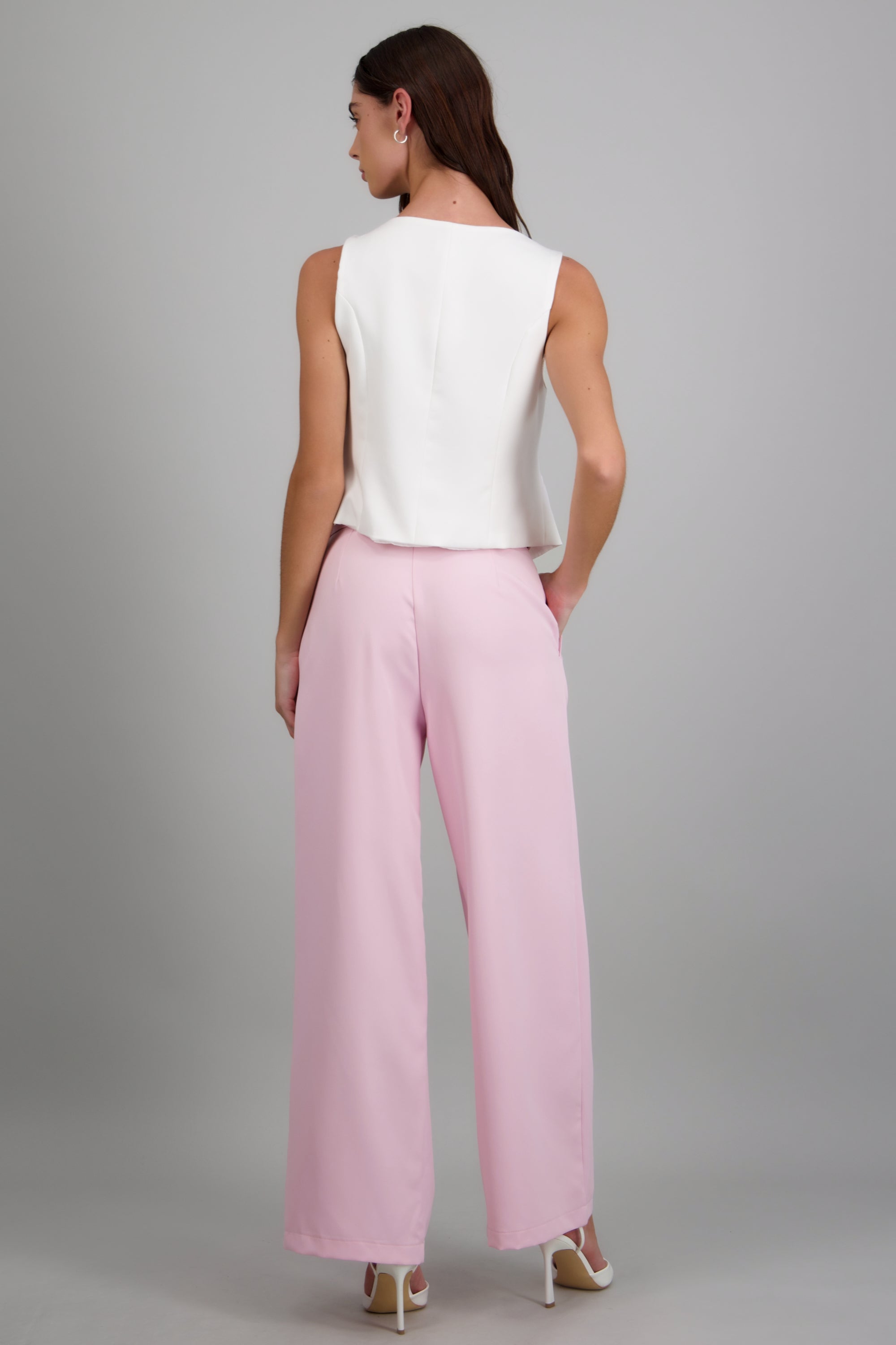 Pantalón liso cinturón ROSA COMBO