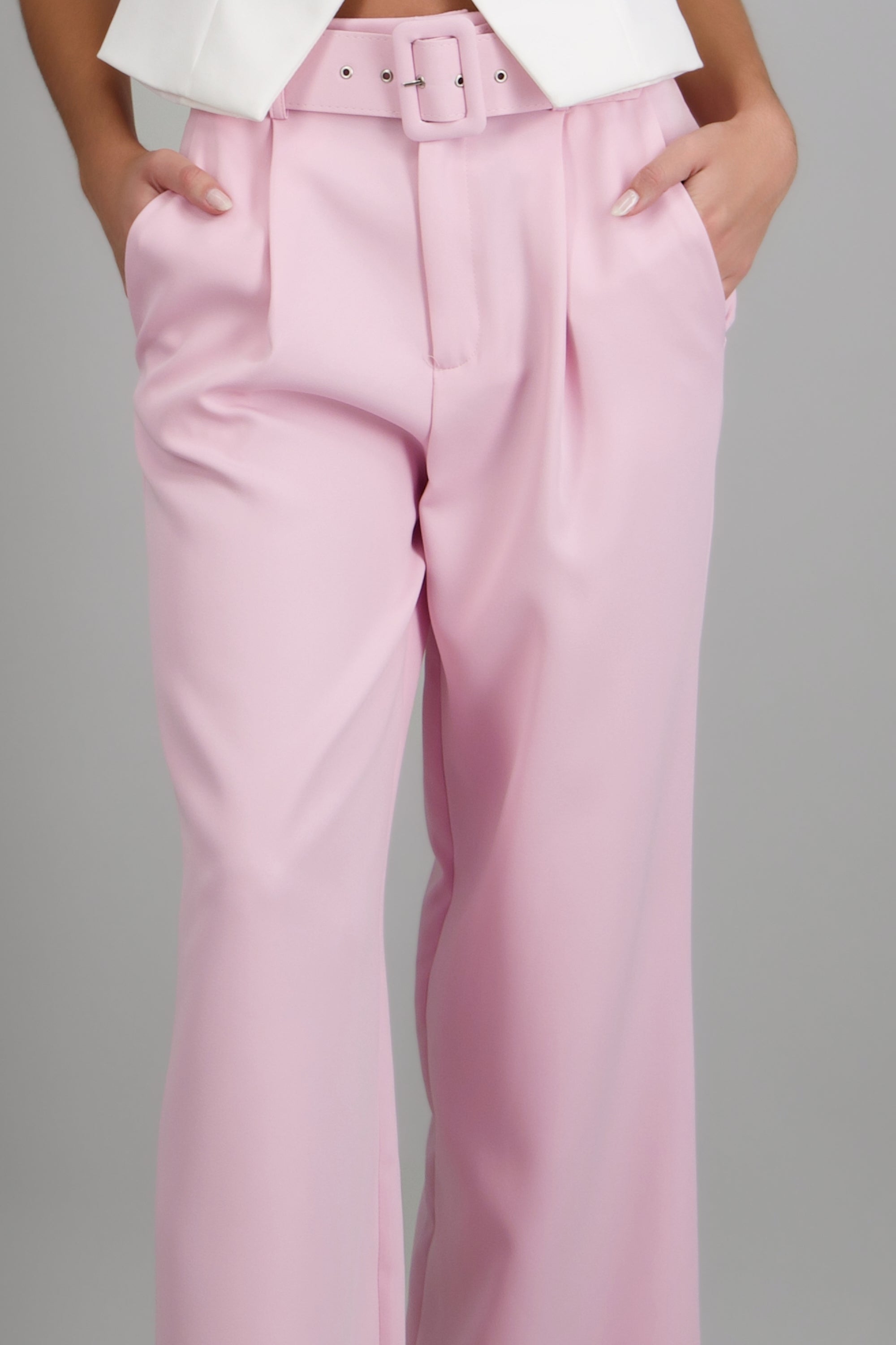 Pantalón liso cinturón ROSA COMBO