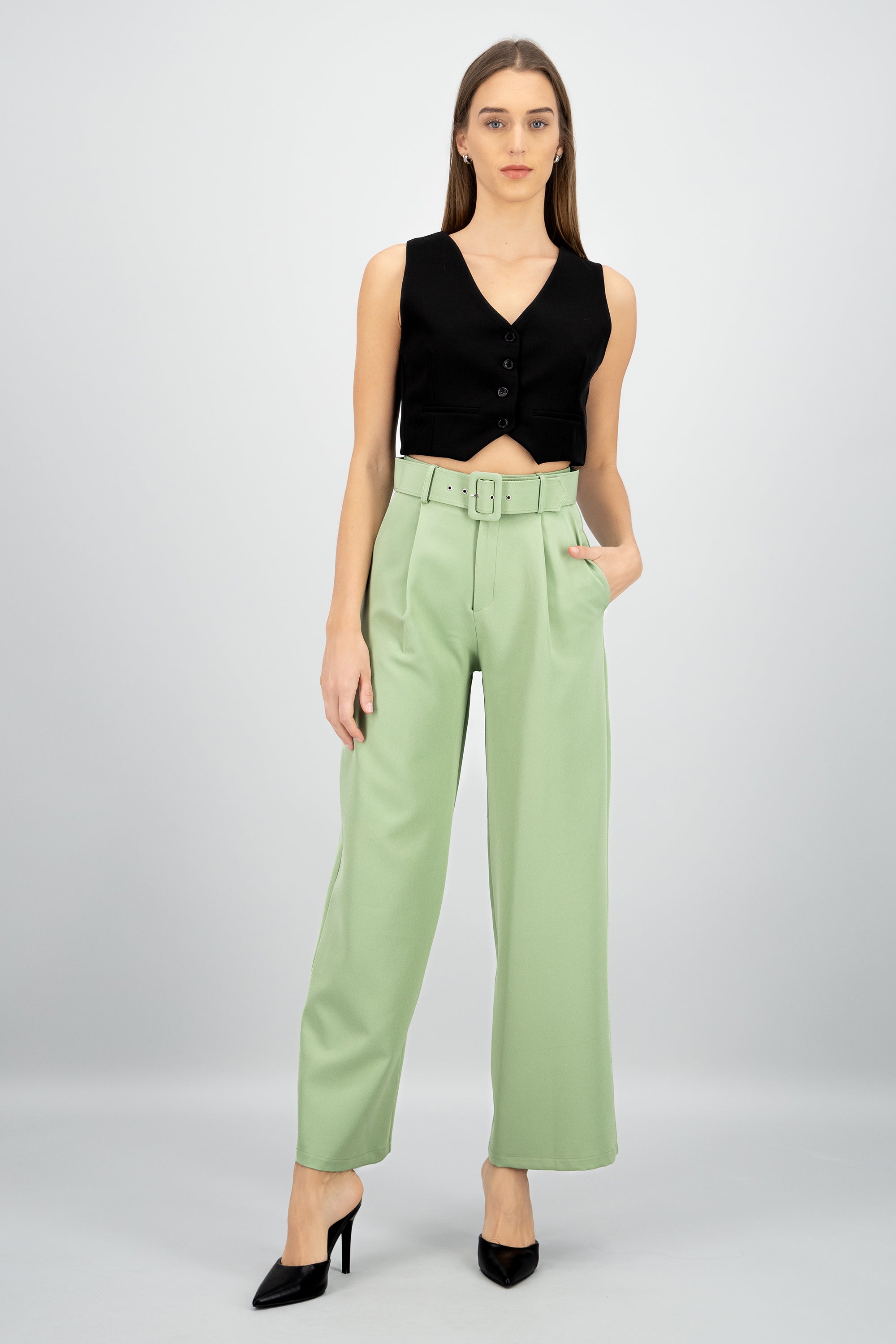 Pantalon Liso Cinturon SAGE