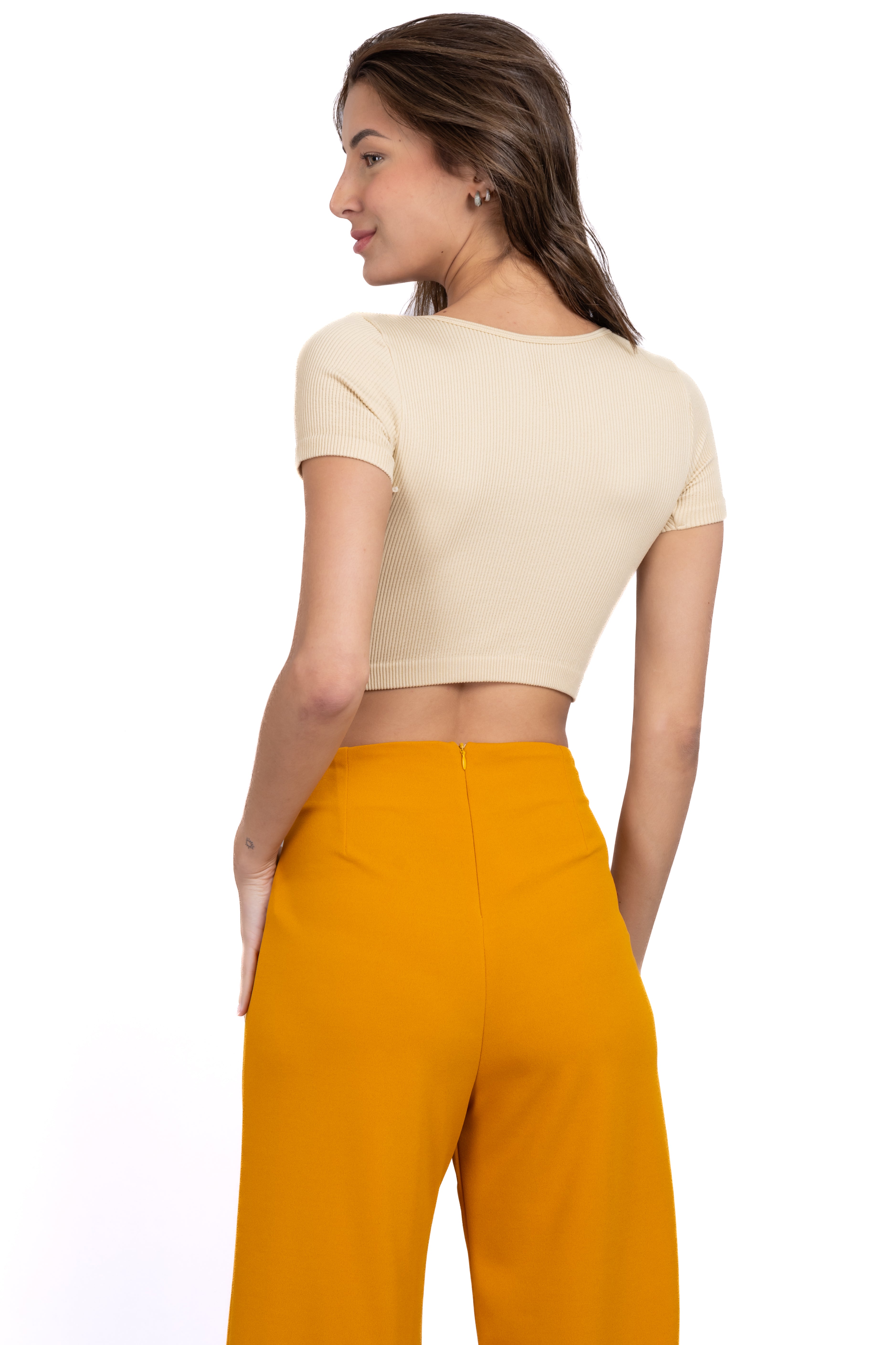 Top seamless manga corta BEIGE