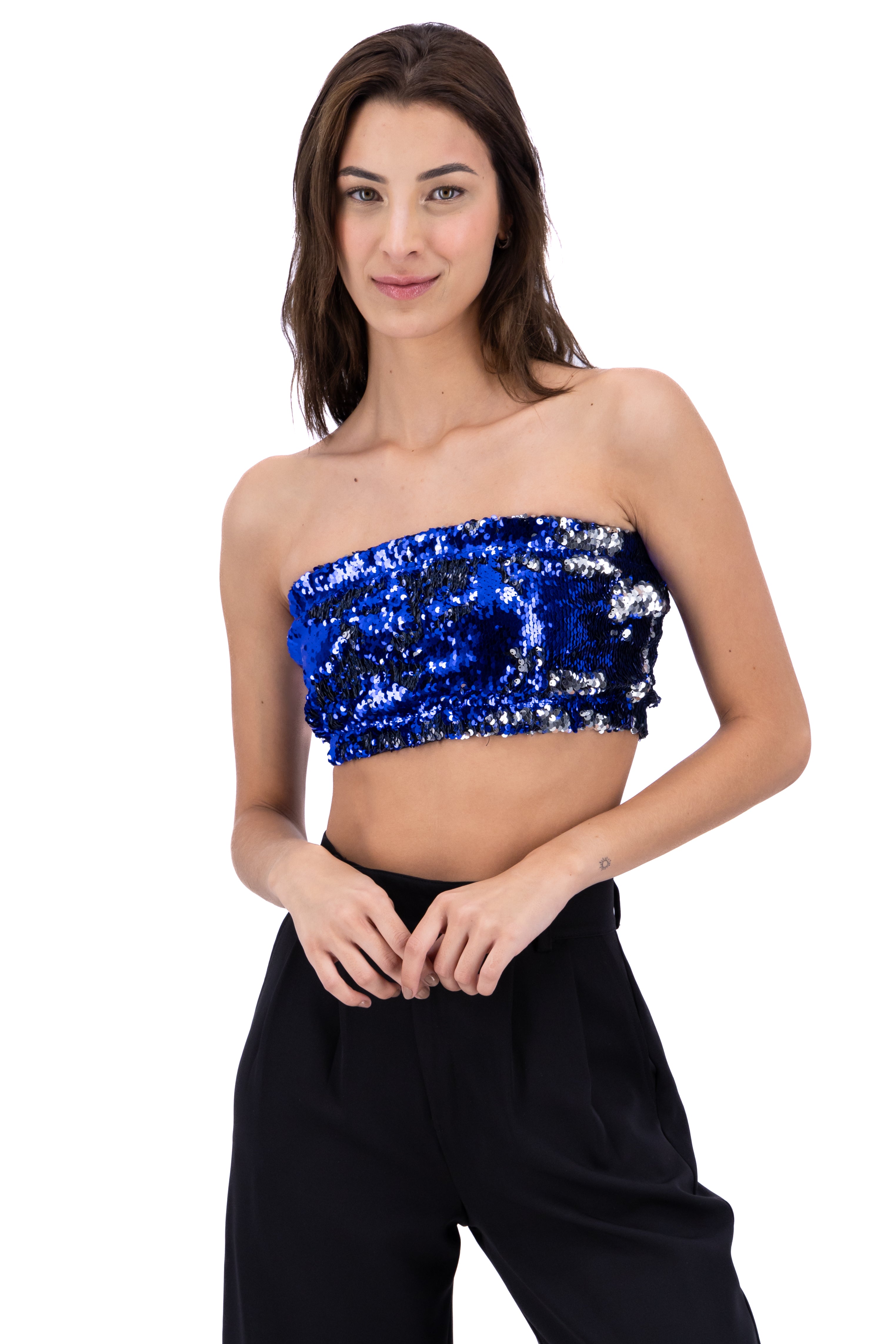 Top crop tubo lentejuelas