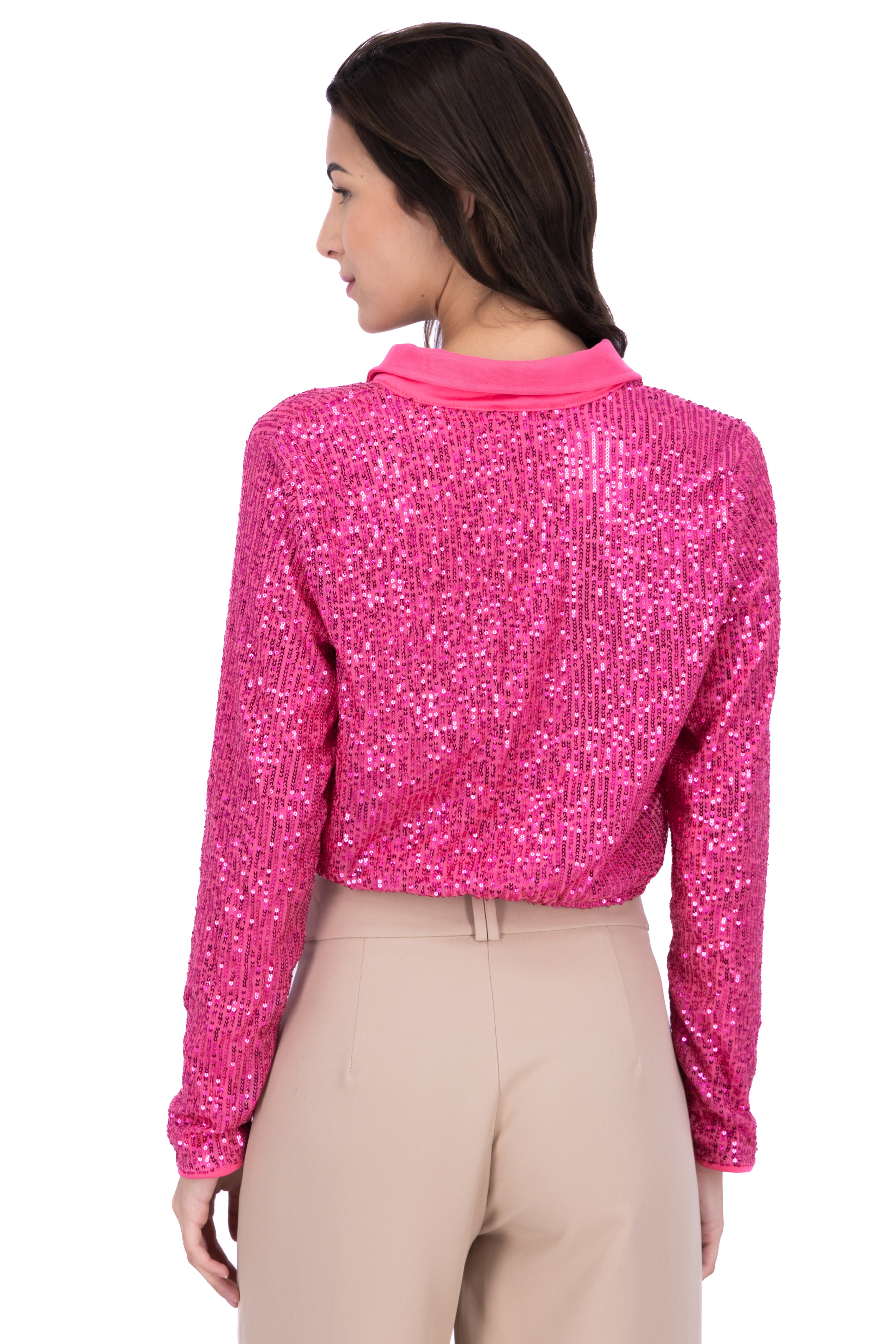 Camisa crop lentejuela ROSA