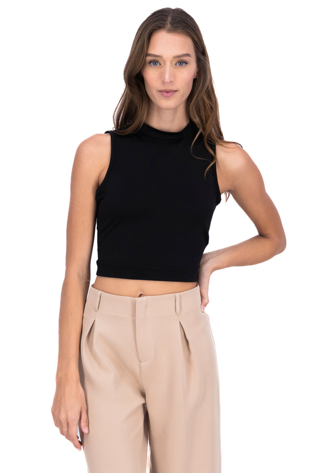 Top crop espalda brillos