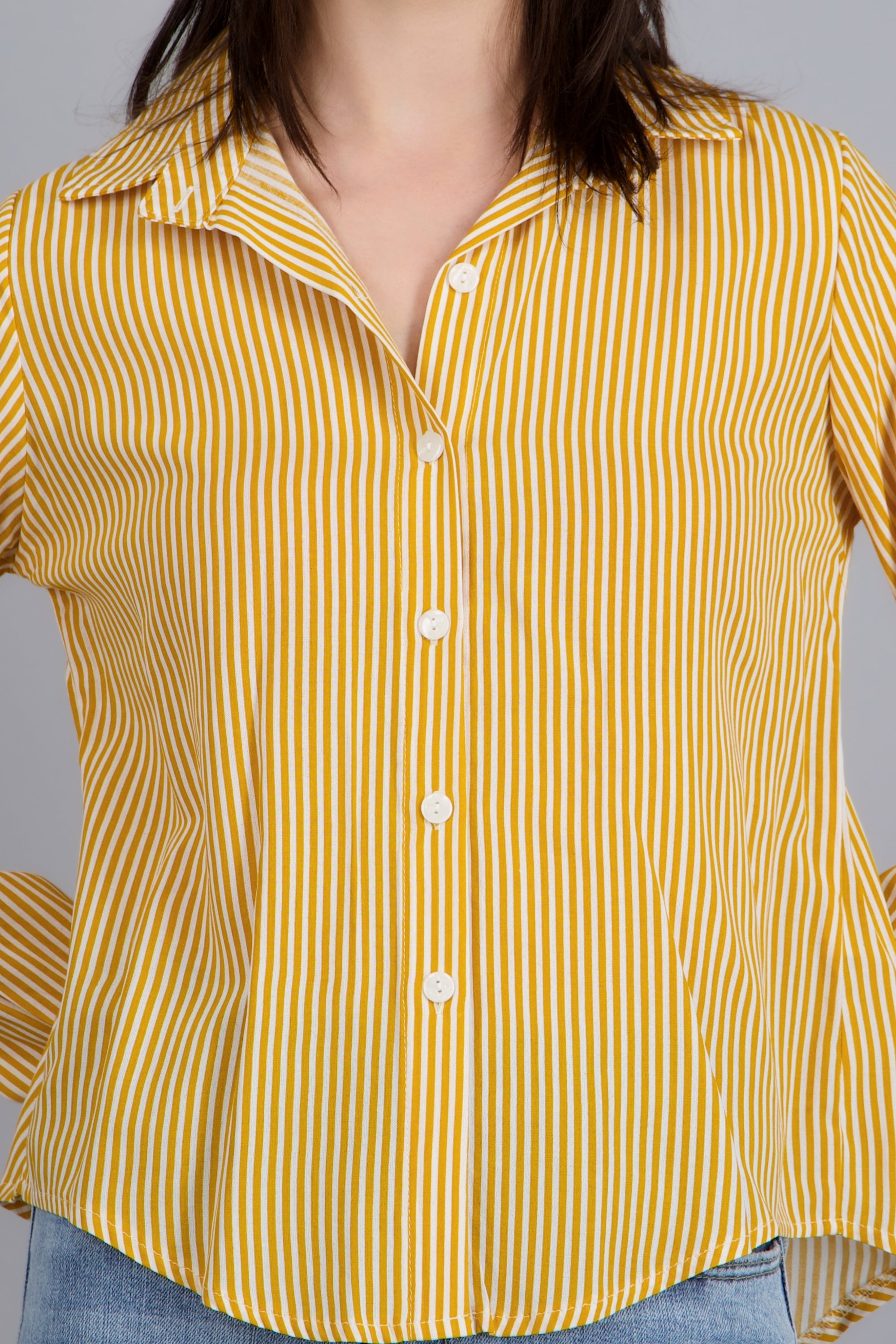 Camisa amplia rayas MOSTAZA