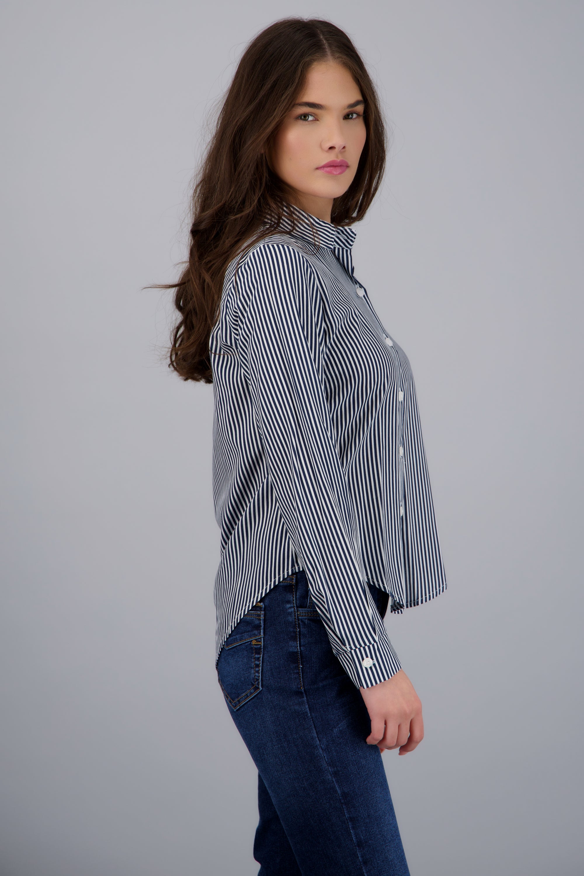 CAMISA AMPLIA RAYAS MARINO