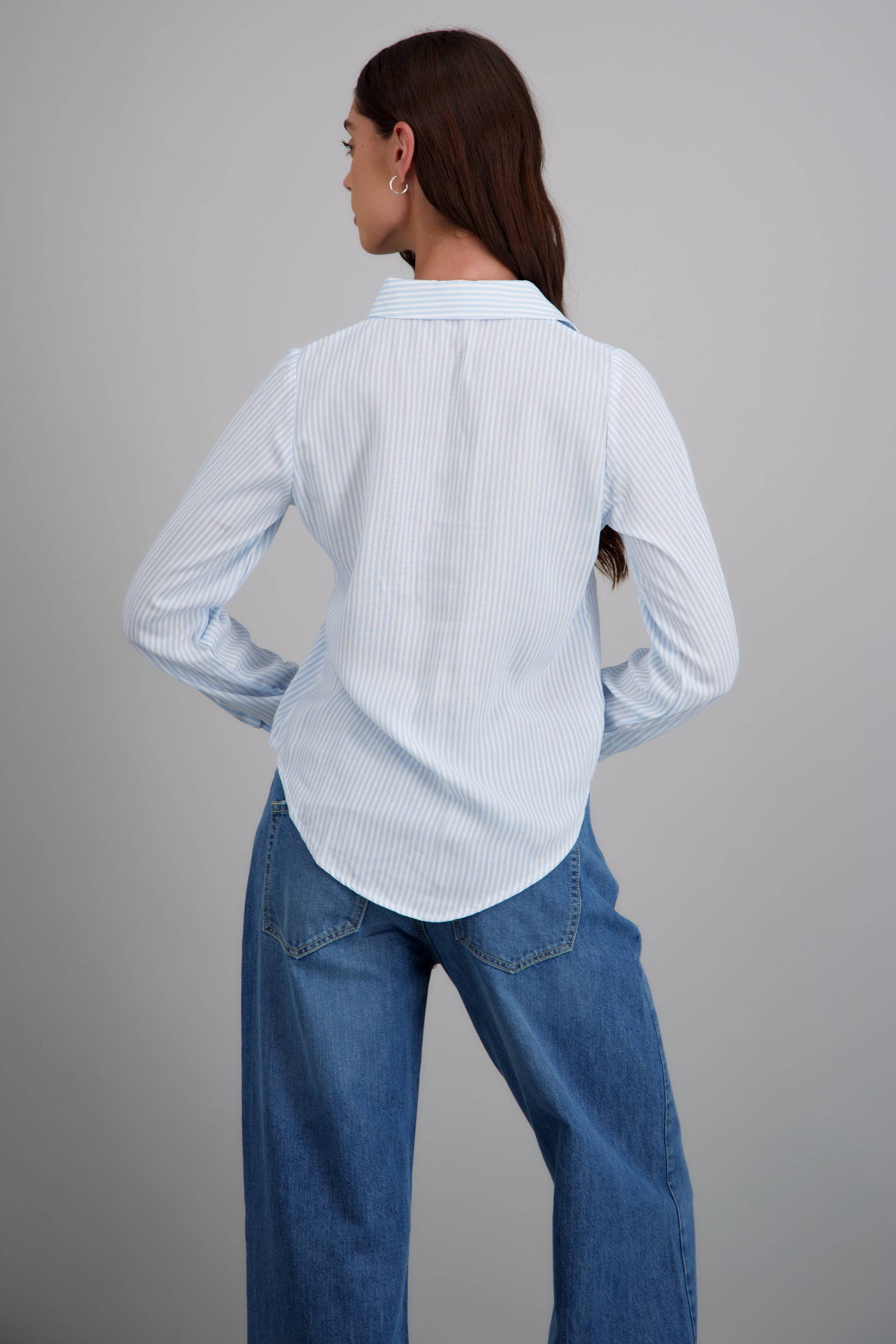 Camisa amplia rayas AZUL CIELO