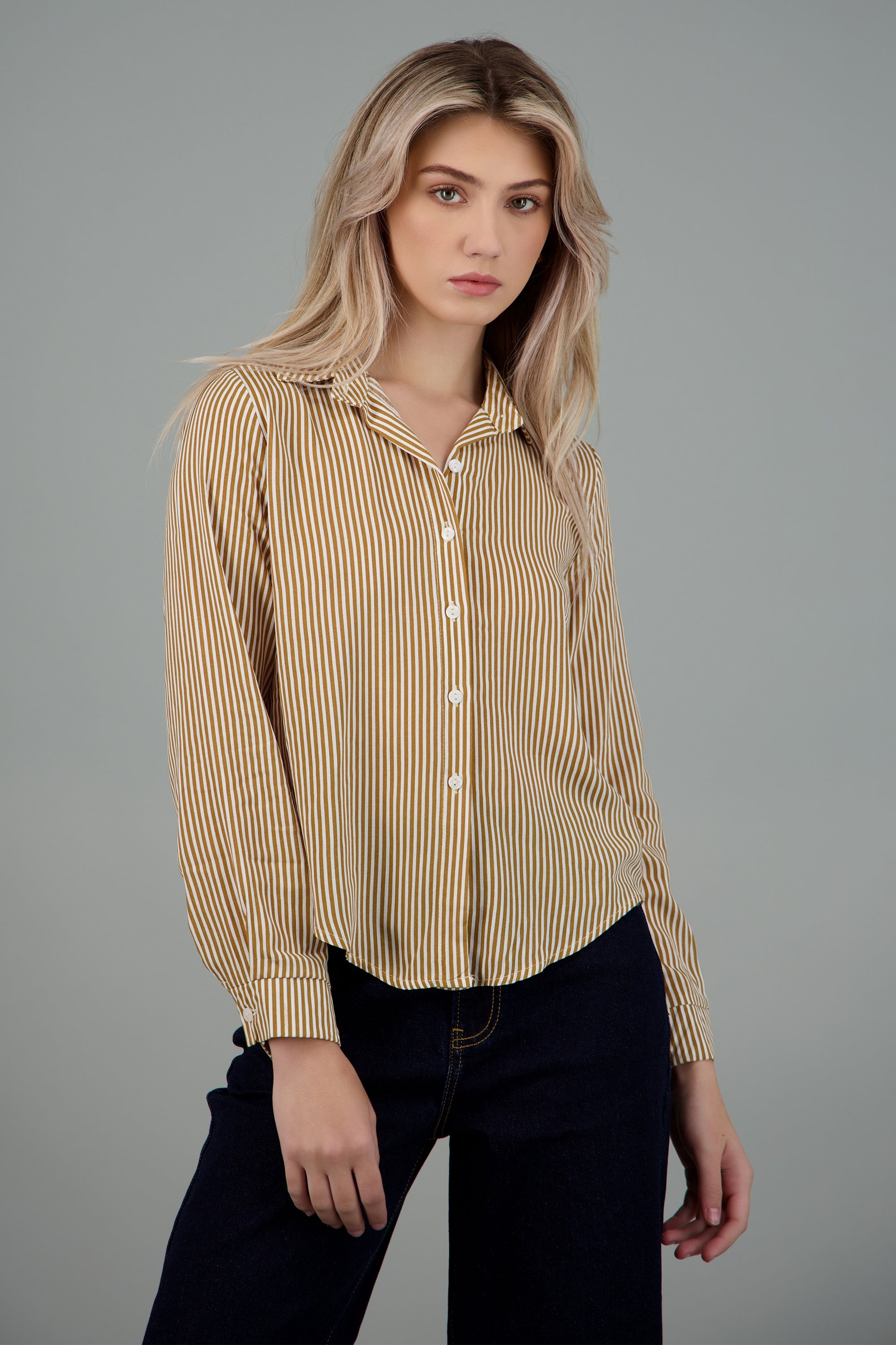 Camisa Rayas Asimétrica COBRE