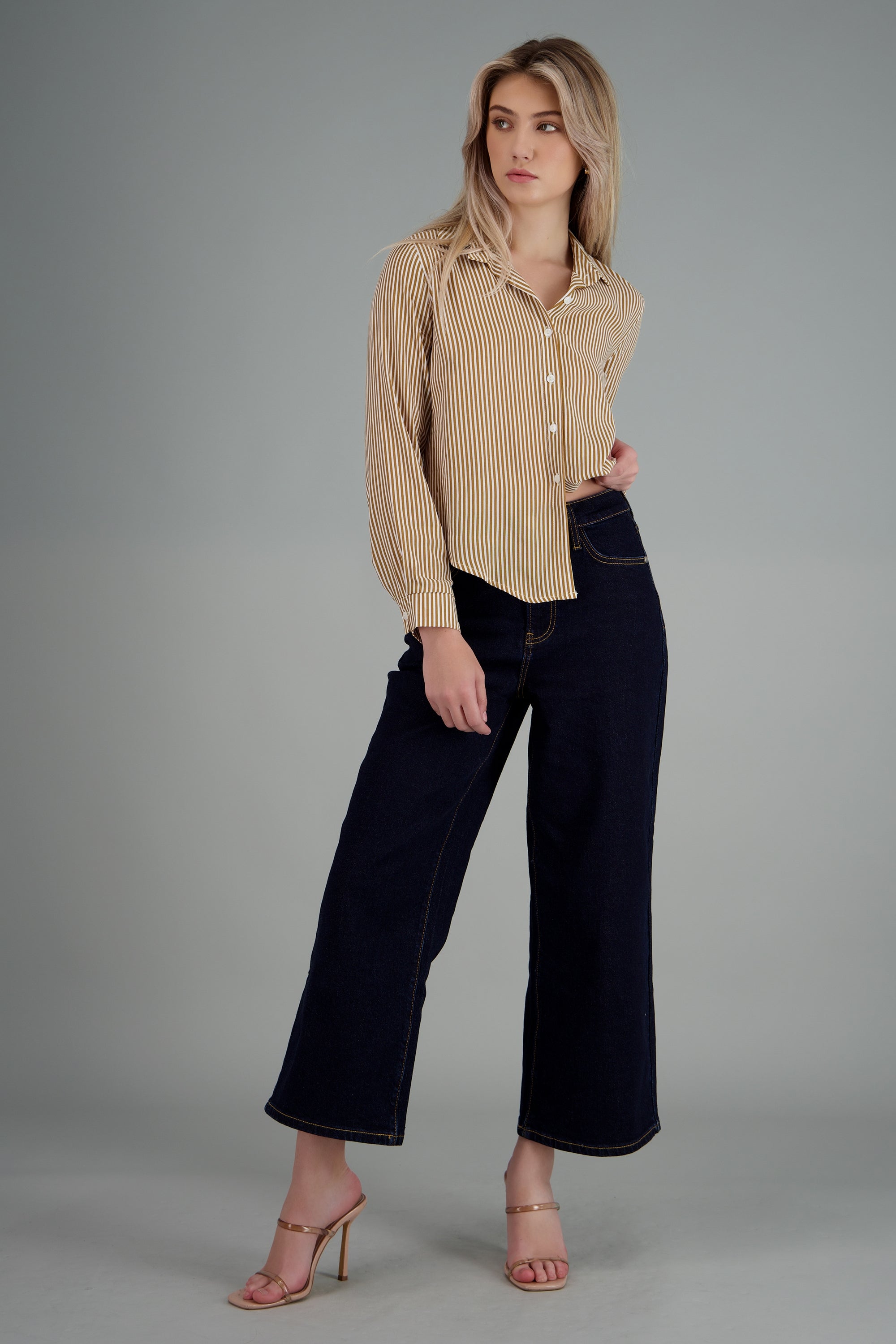 Camisa Rayas Asimétrica COBRE