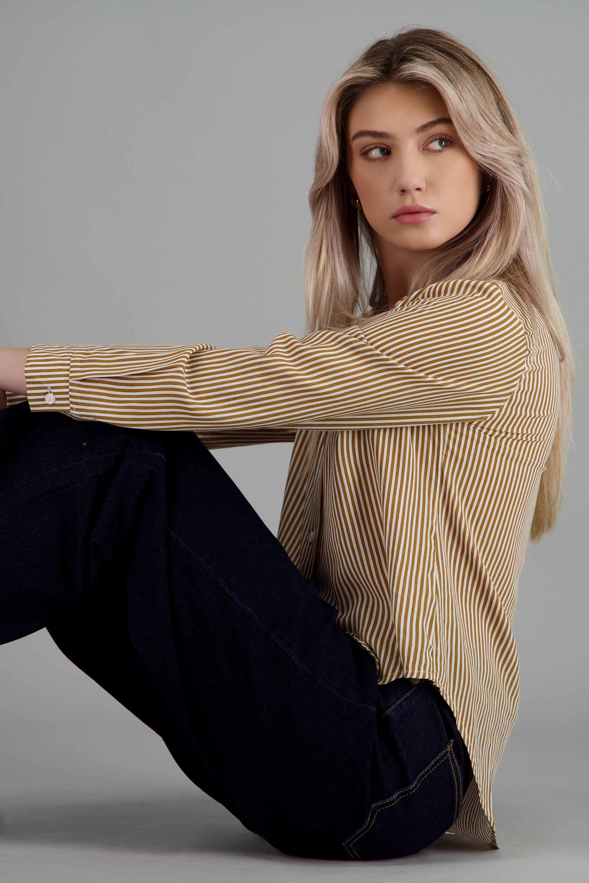 Camisa Rayas Asimétrica COBRE