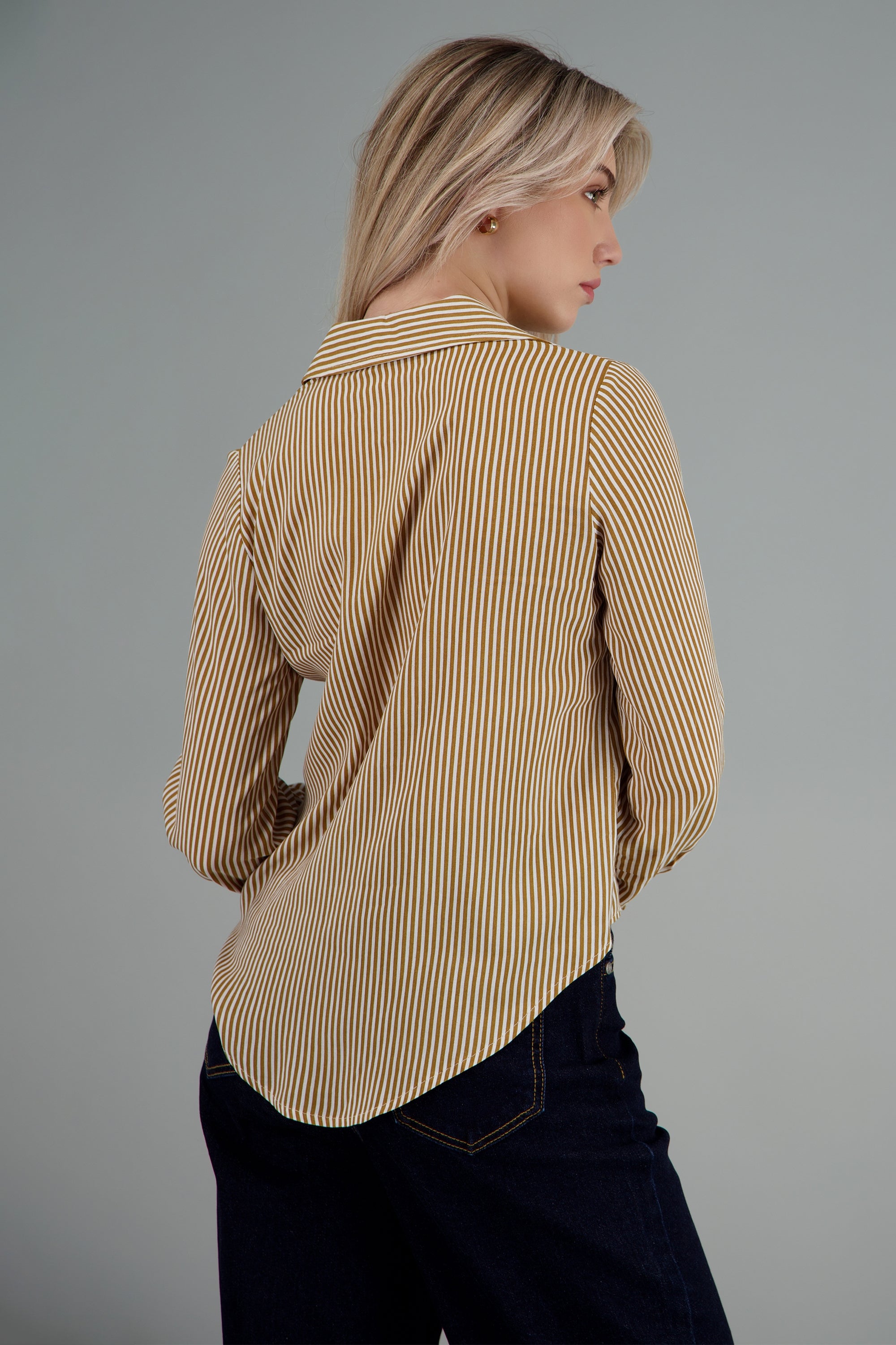 Camisa Rayas Asimétrica COBRE