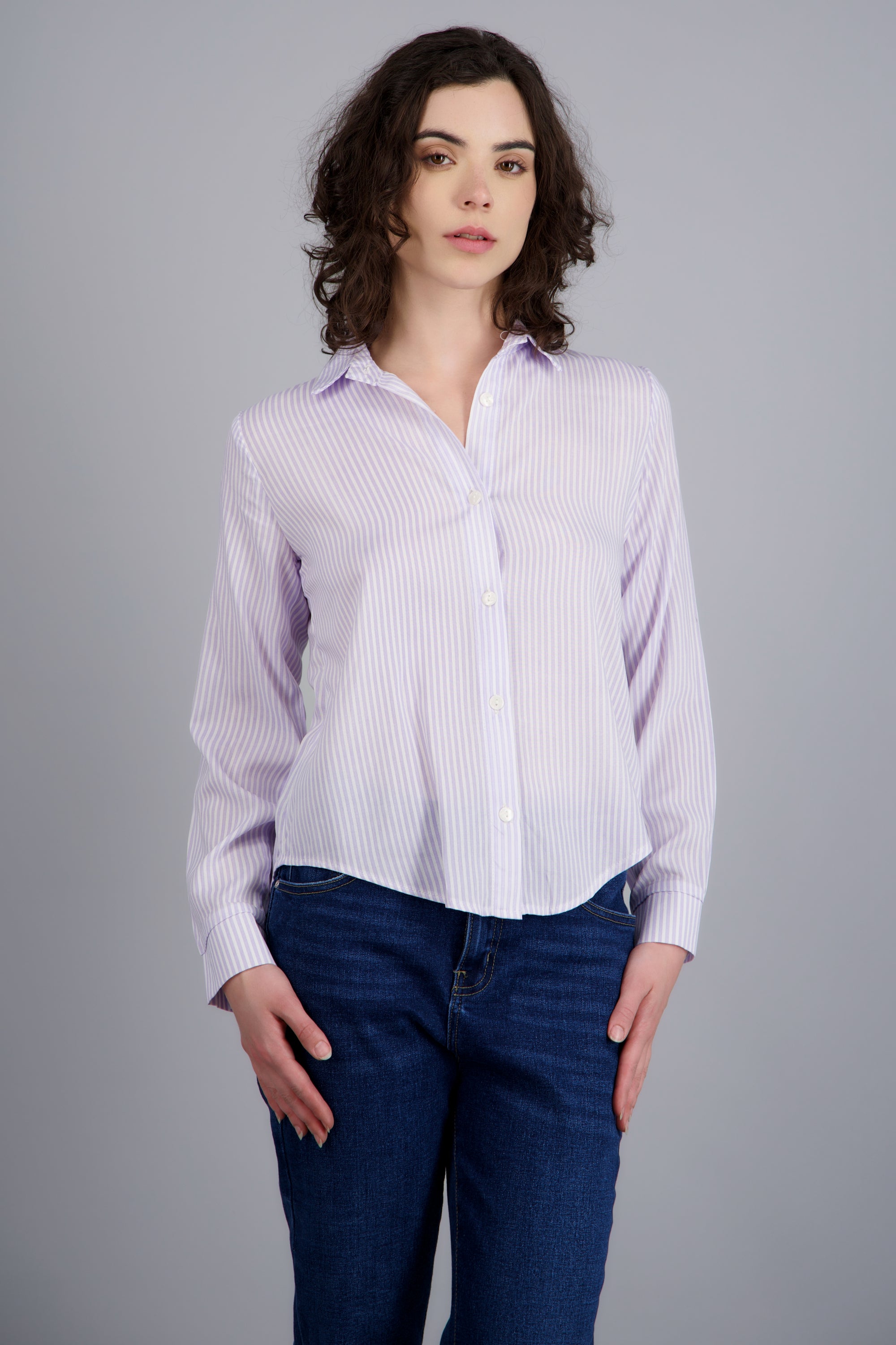 Camisa amplia rayas LILA