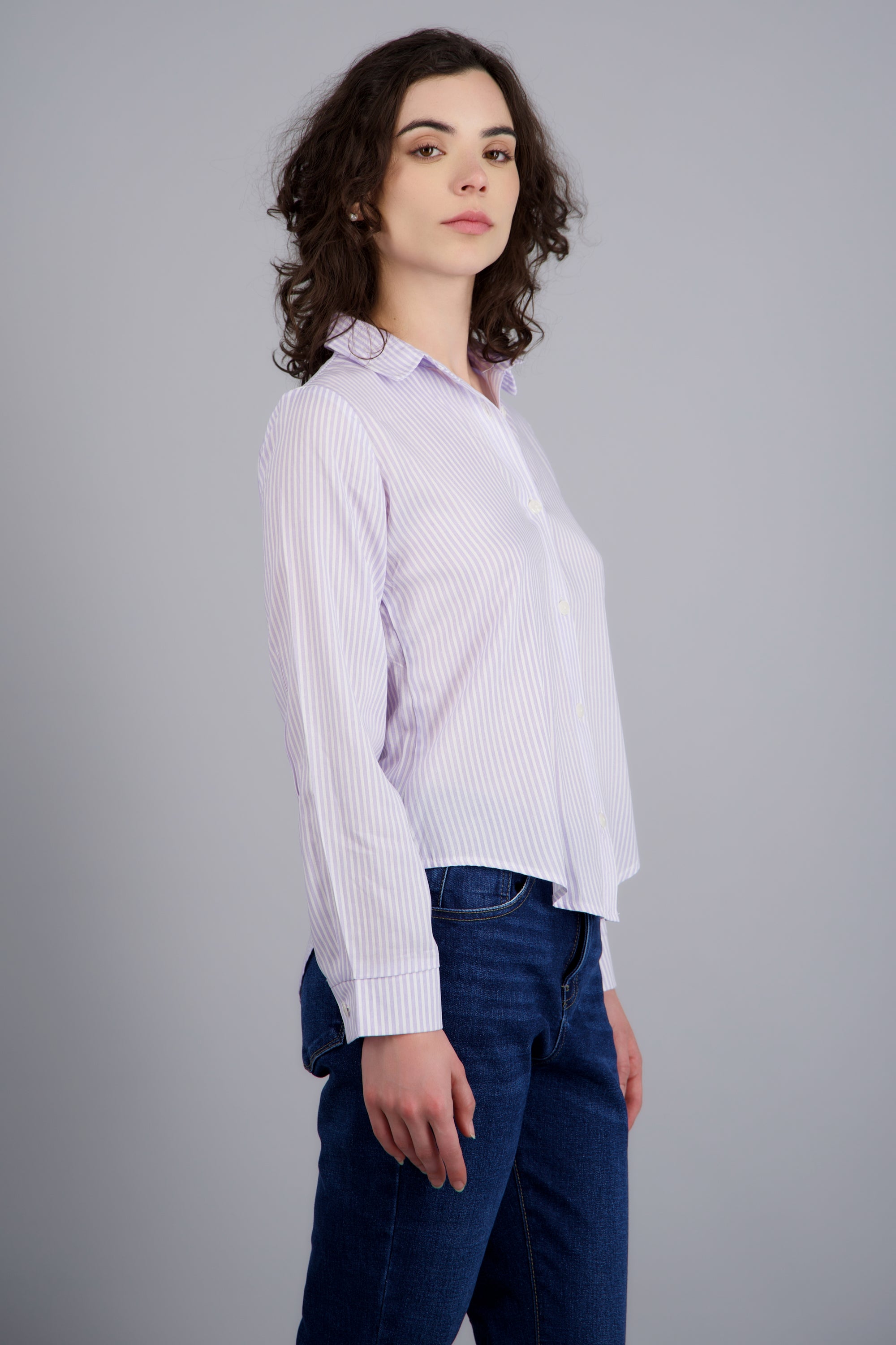 Camisa amplia rayas LILA