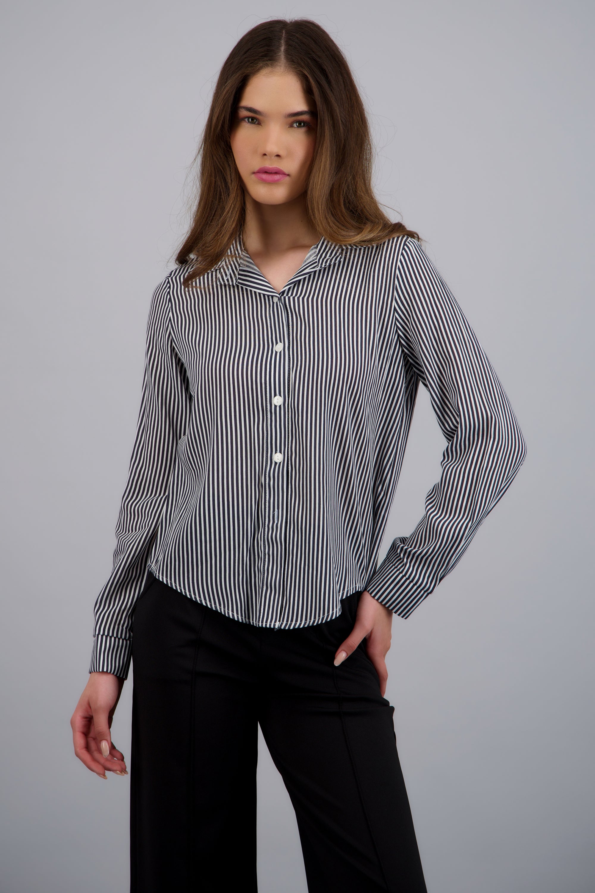 Camisa amplia rayas PETROLEO