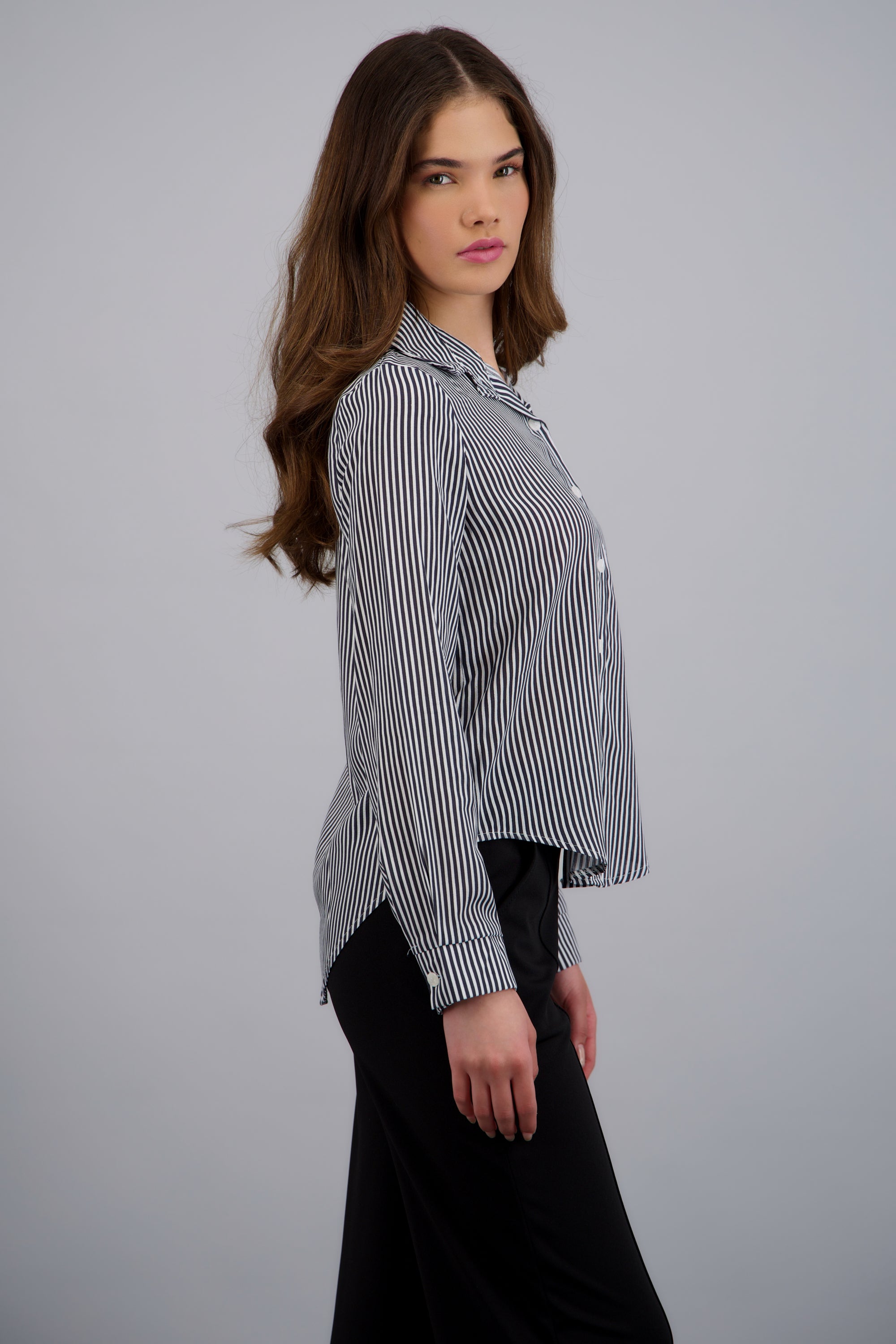 Camisa amplia rayas PETROLEO