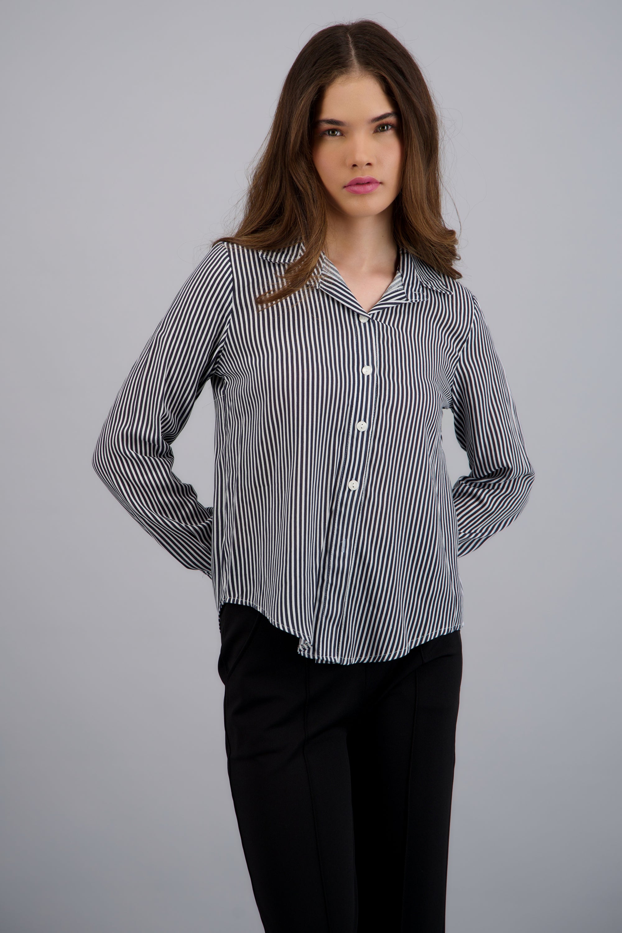 Camisa amplia rayas PETROLEO