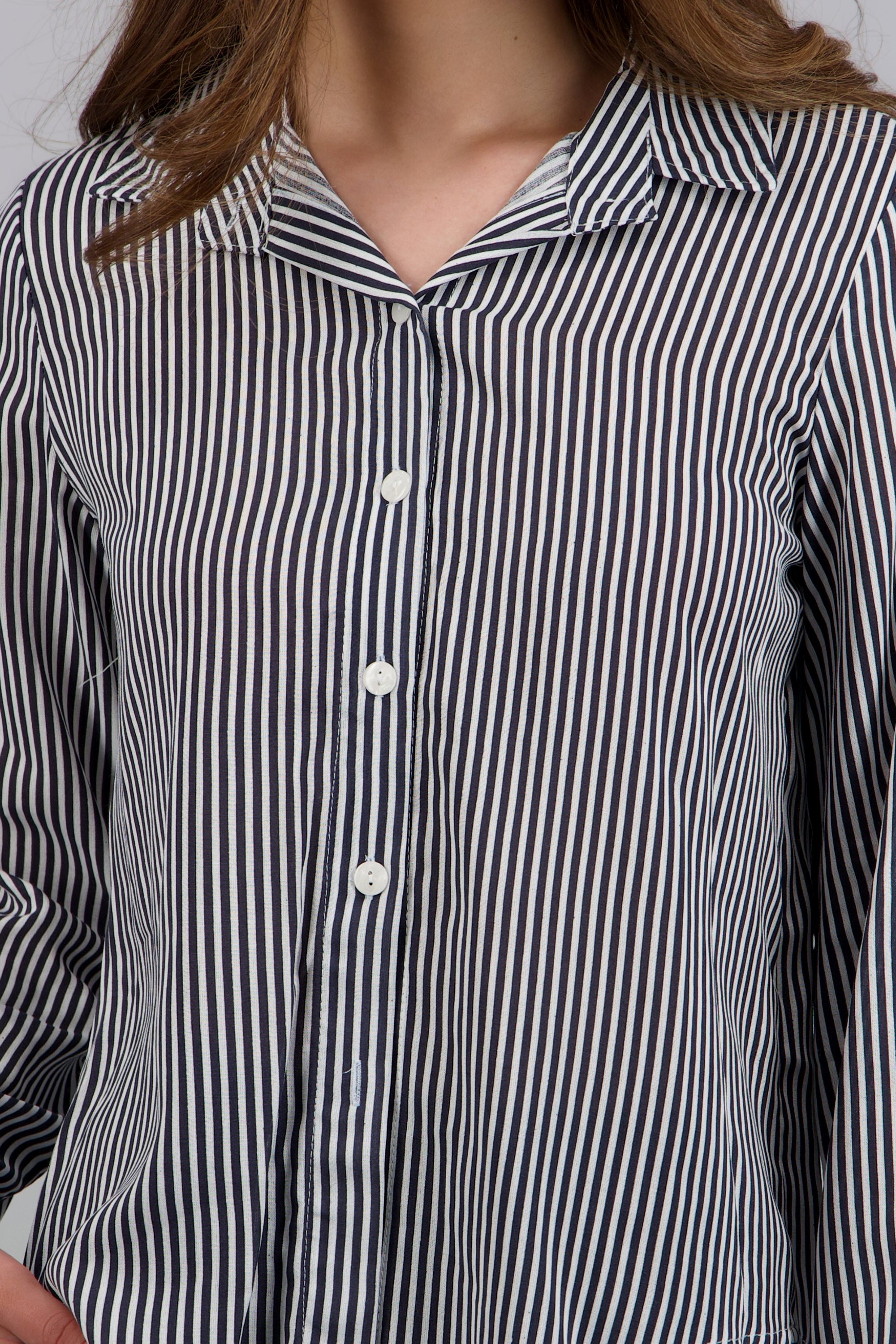 Camisa amplia rayas PETROLEO