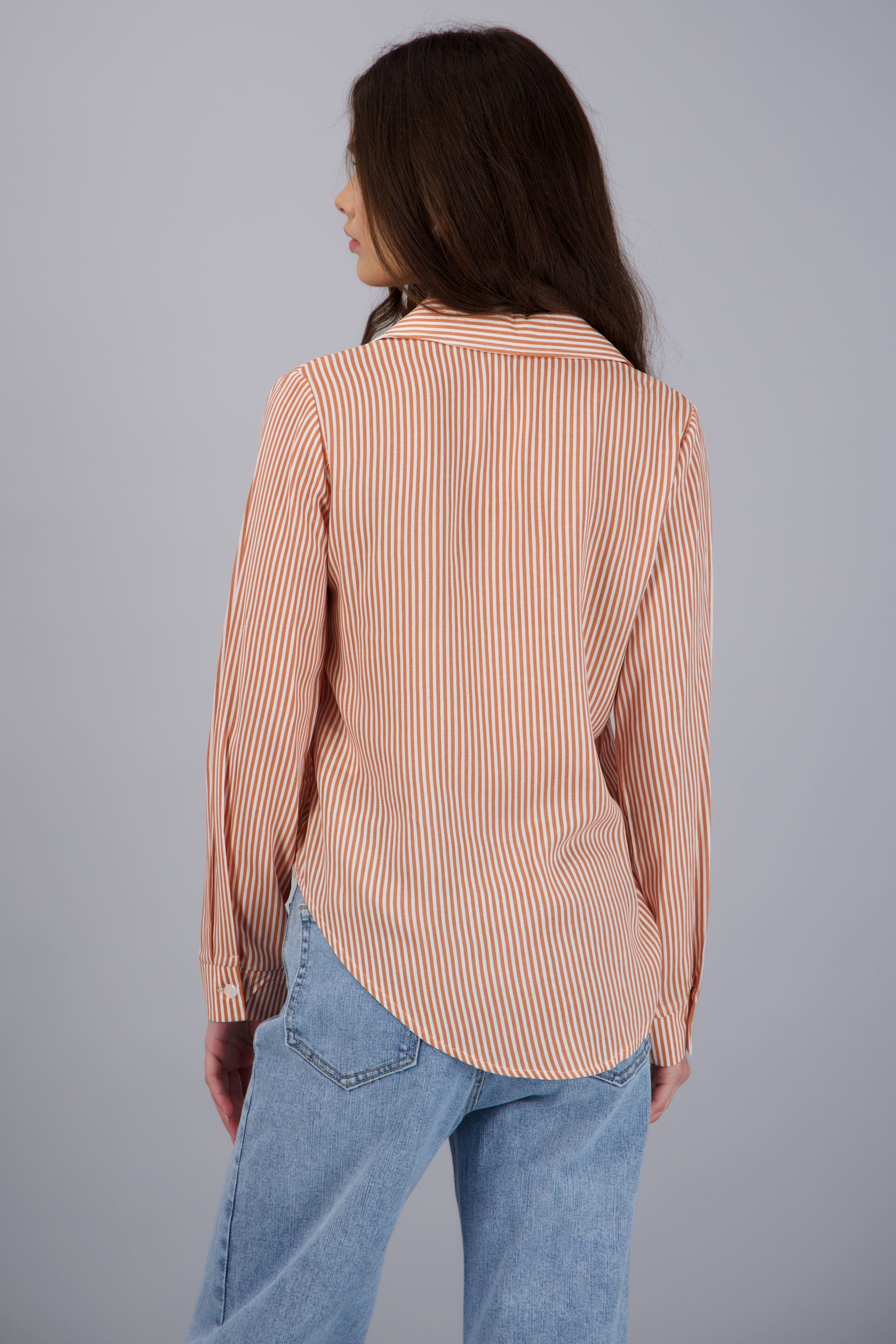 CAMISA AMPLIA RAYAS LADRILLO