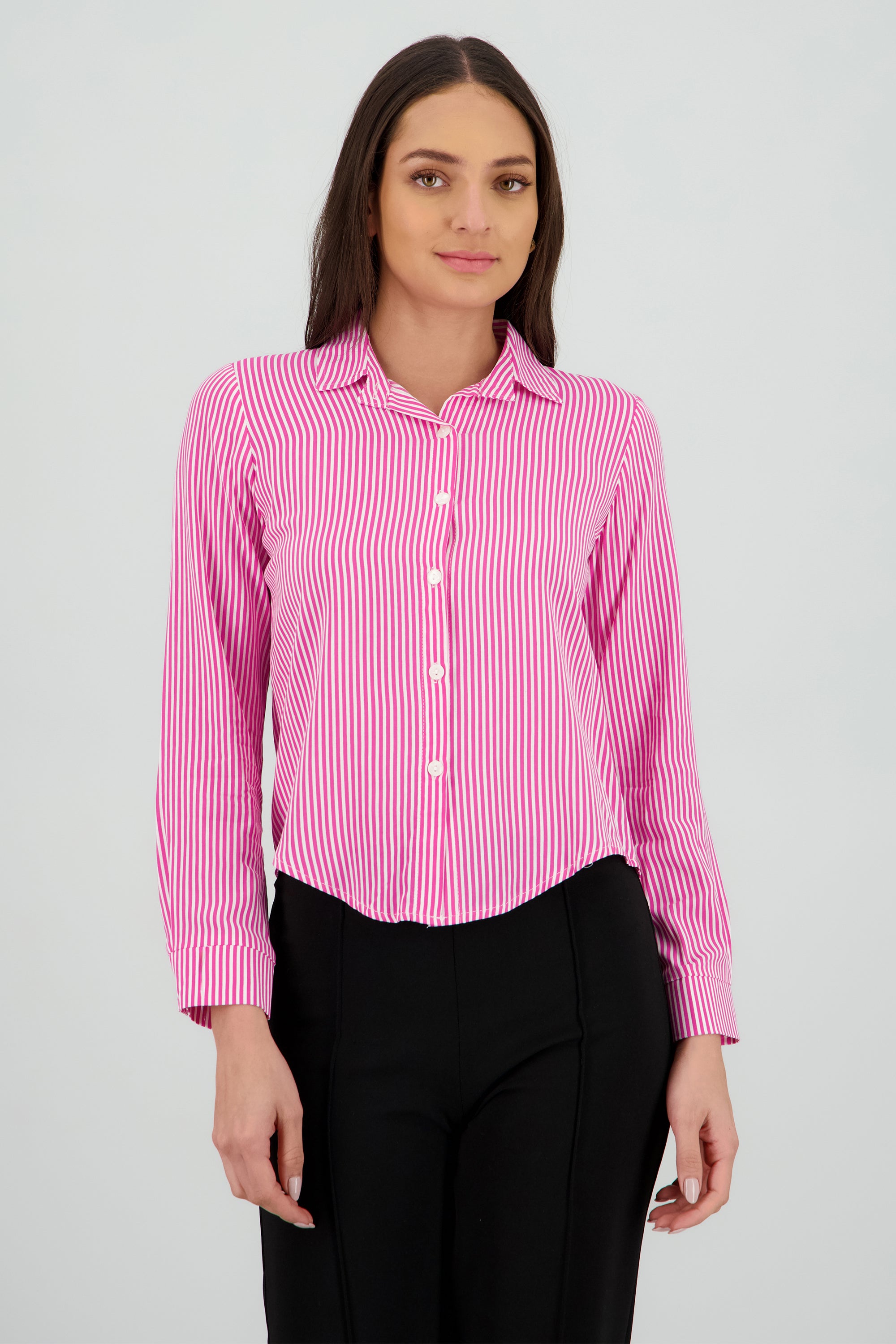 Camisa Rayas Asimétrica MARSALA