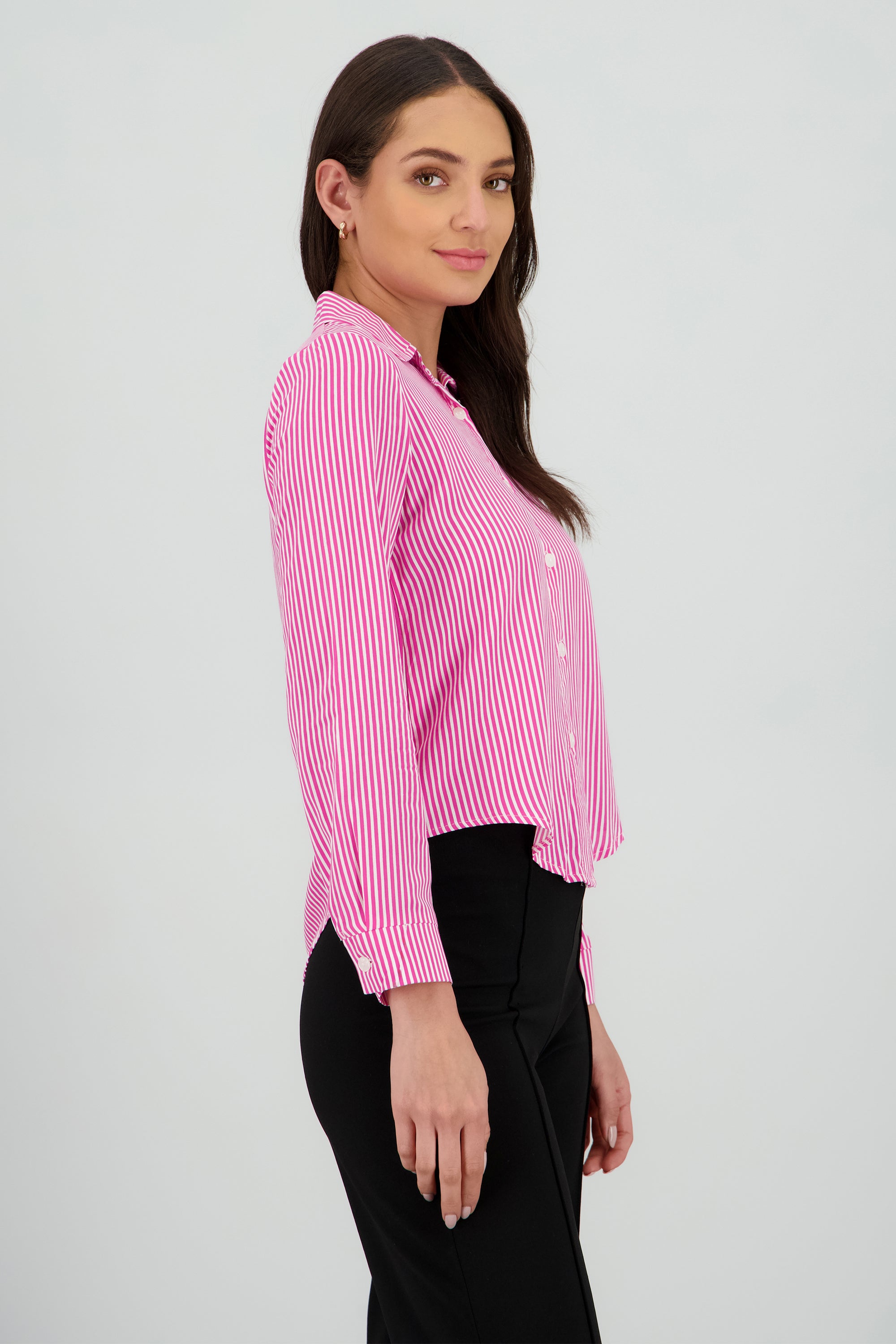 Camisa Rayas Asimétrica MARSALA
