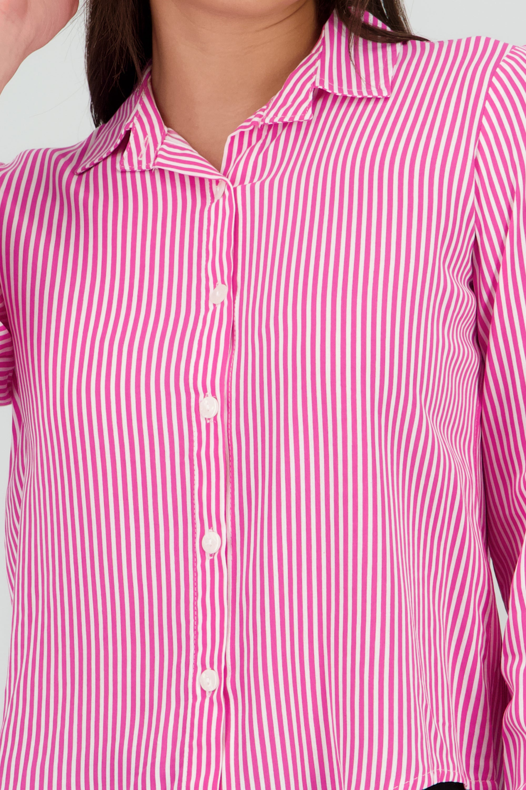 Camisa Rayas Asimétrica MARSALA