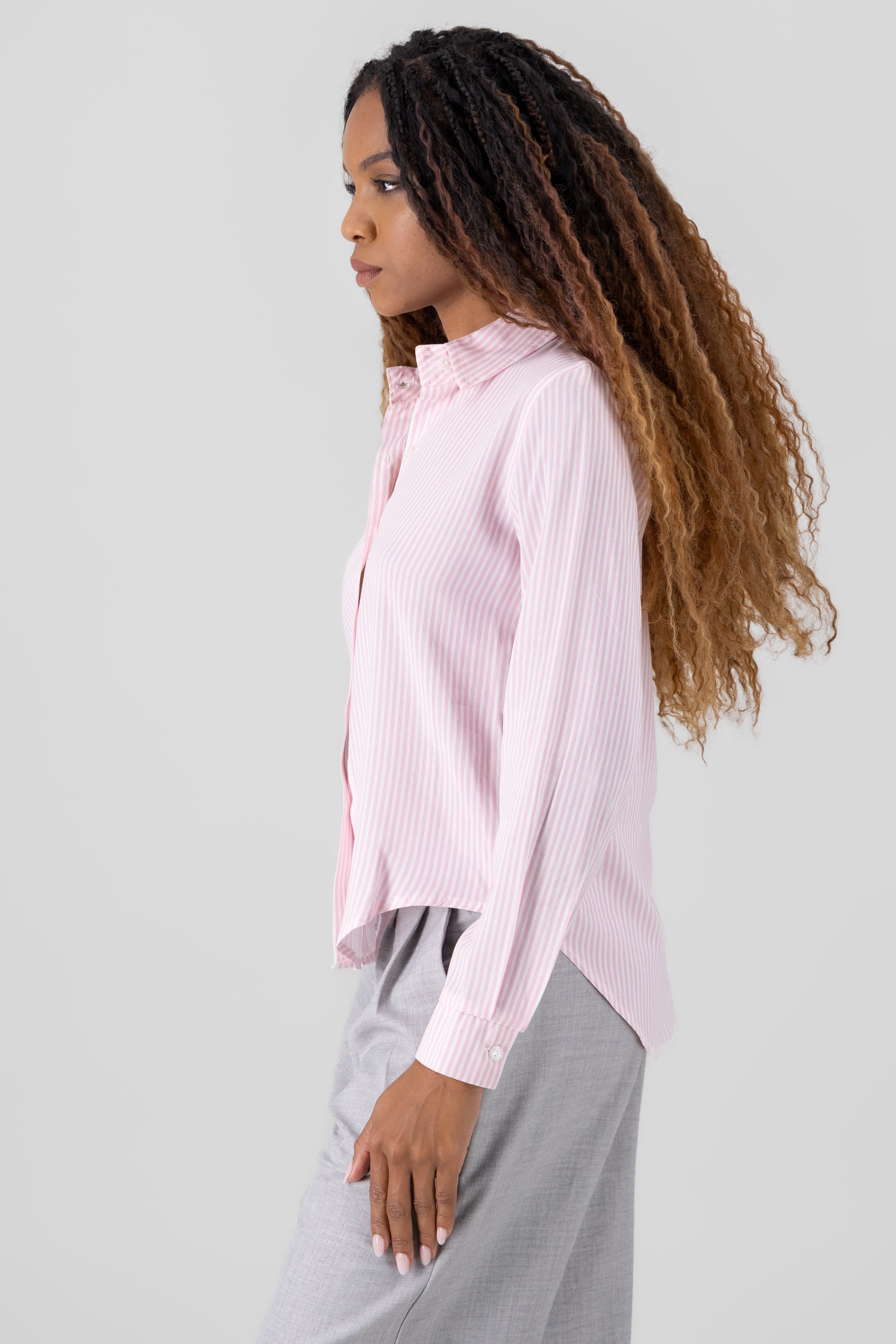 Camisa Rayas Asimétrica ROSA PASTEL