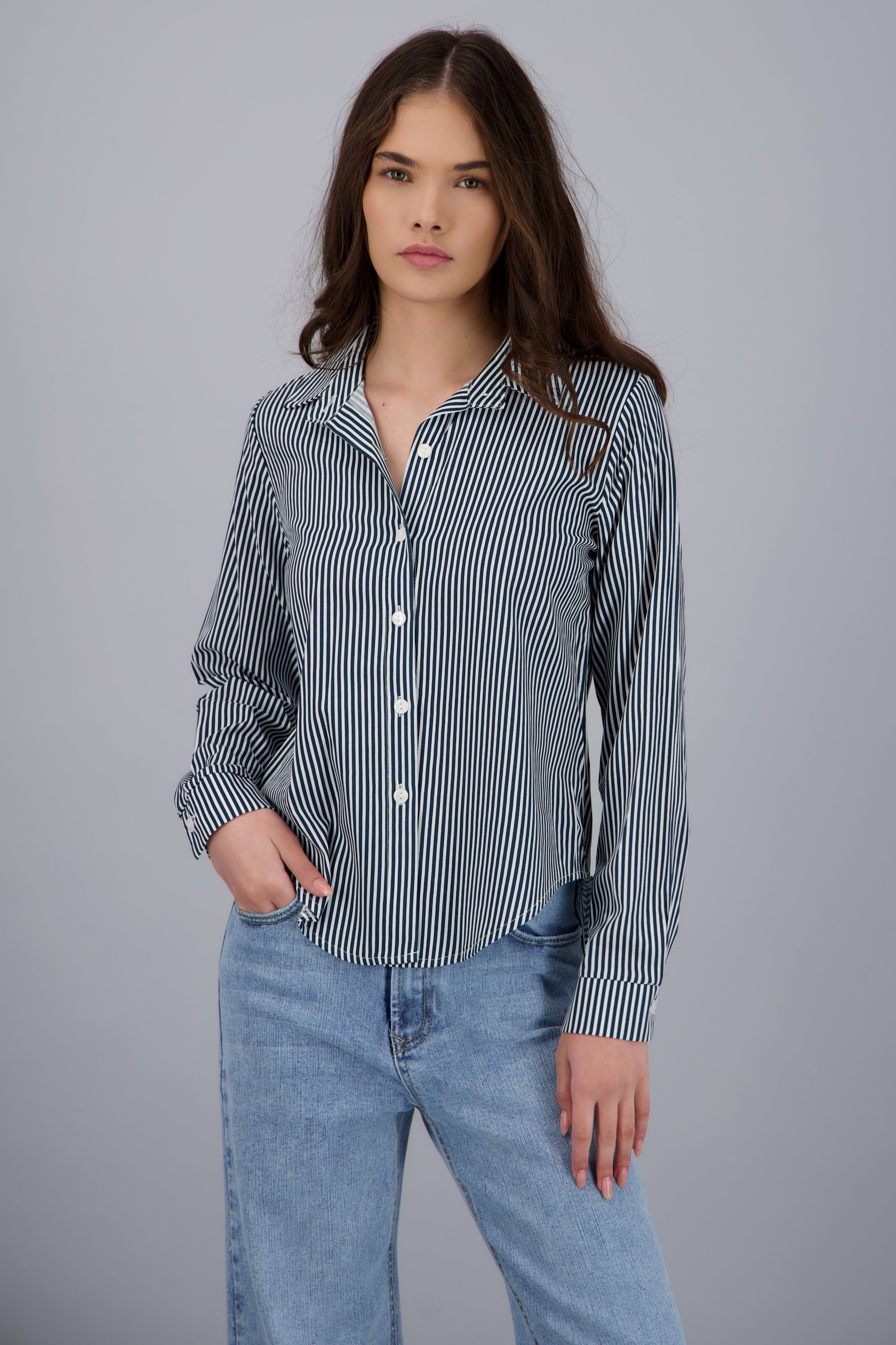 CAMISA AMPLIA RAYAS JADE