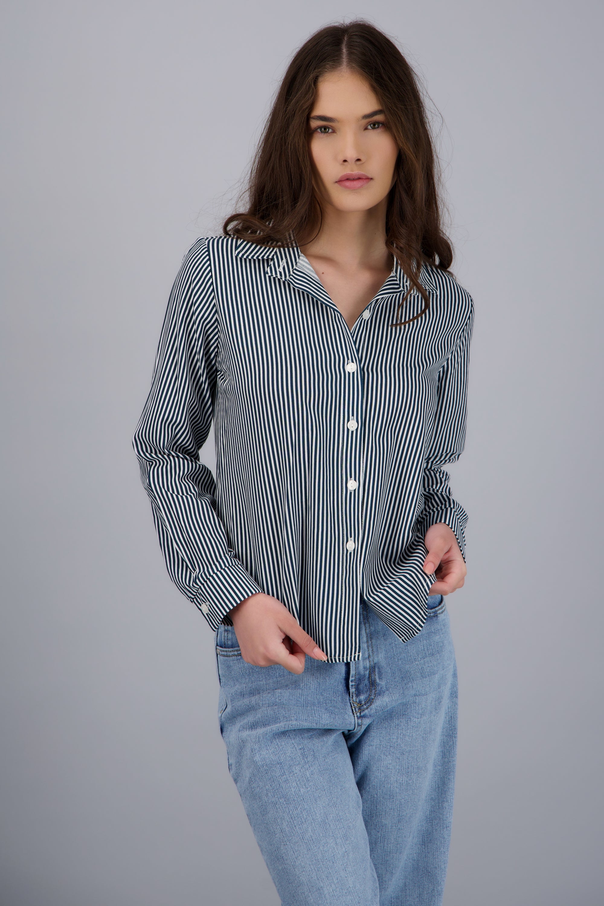 CAMISA AMPLIA RAYAS JADE