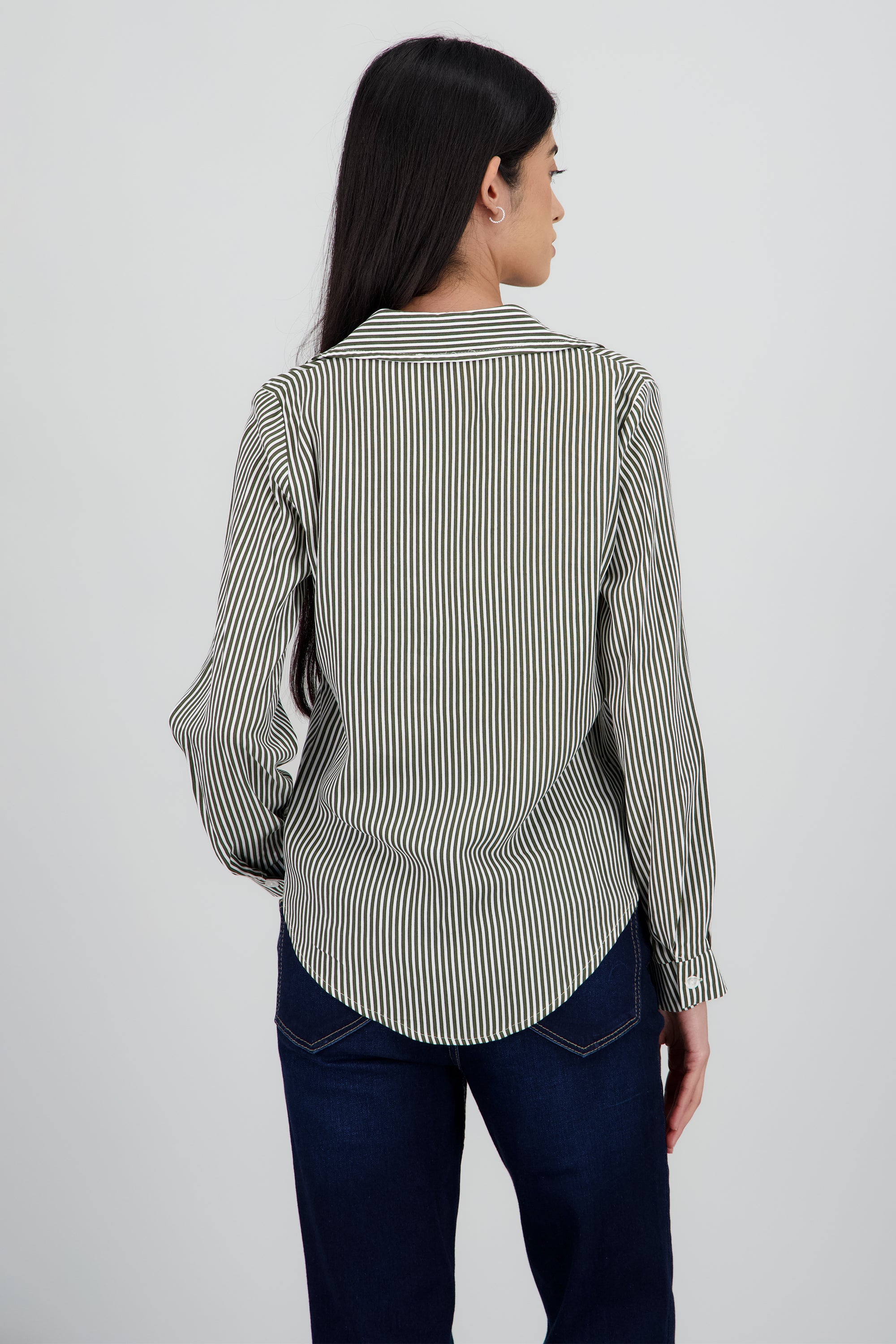 Camisa Rayas Asimétrica OLIVO COMBO