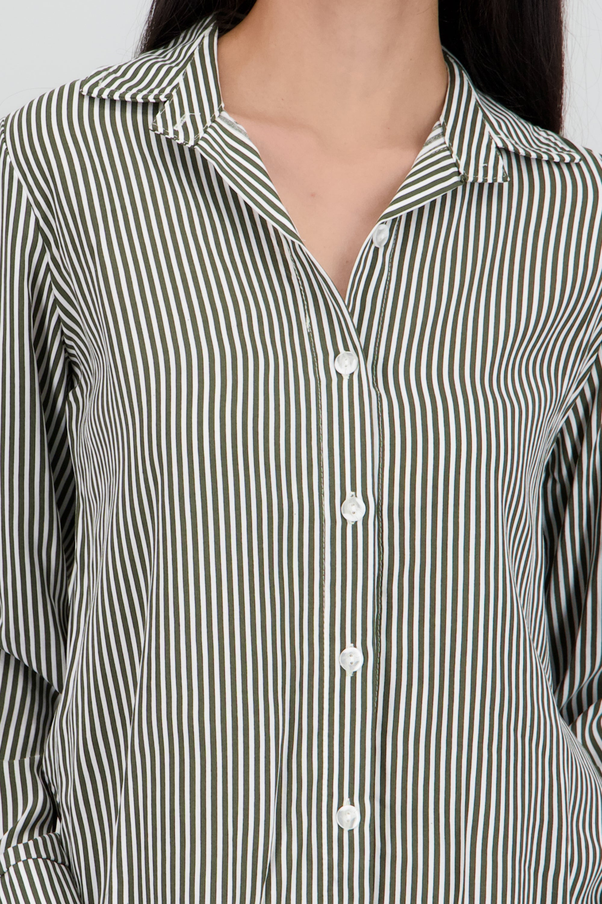 Camisa Rayas Asimétrica OLIVO COMBO
