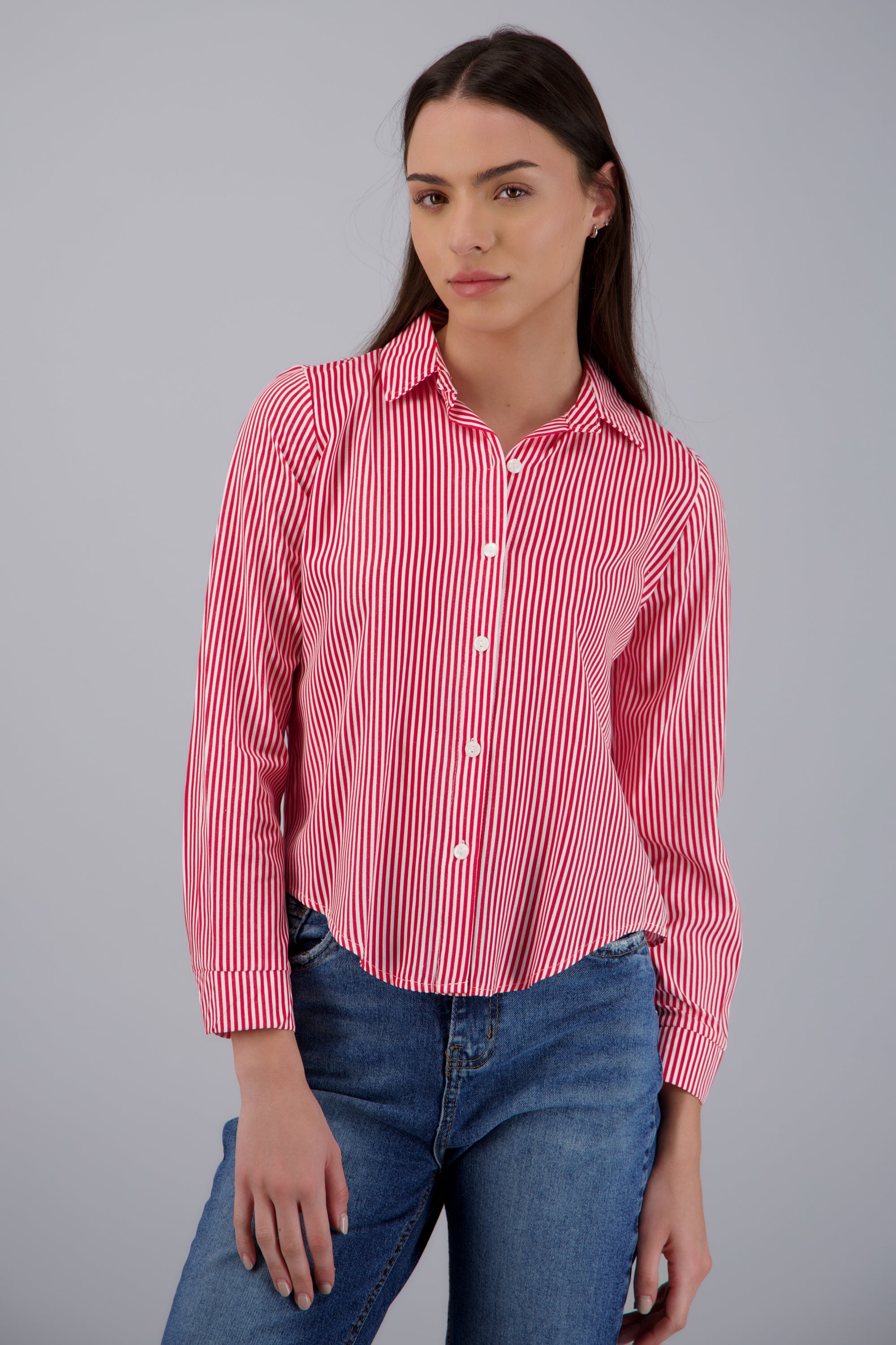 CAMISA AMPLIA RAYAS ROJO TOMATE