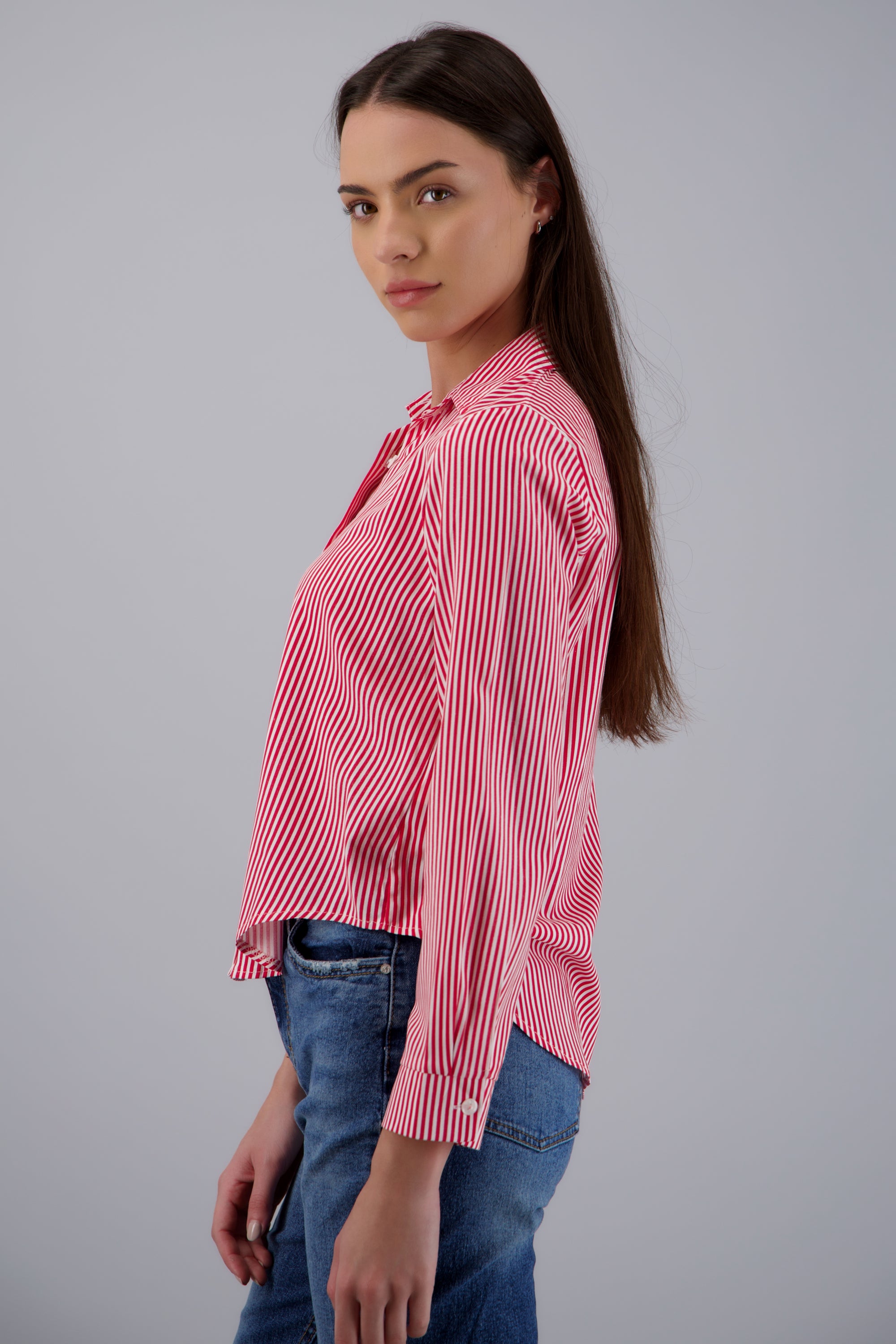 CAMISA AMPLIA RAYAS ROJO TOMATE