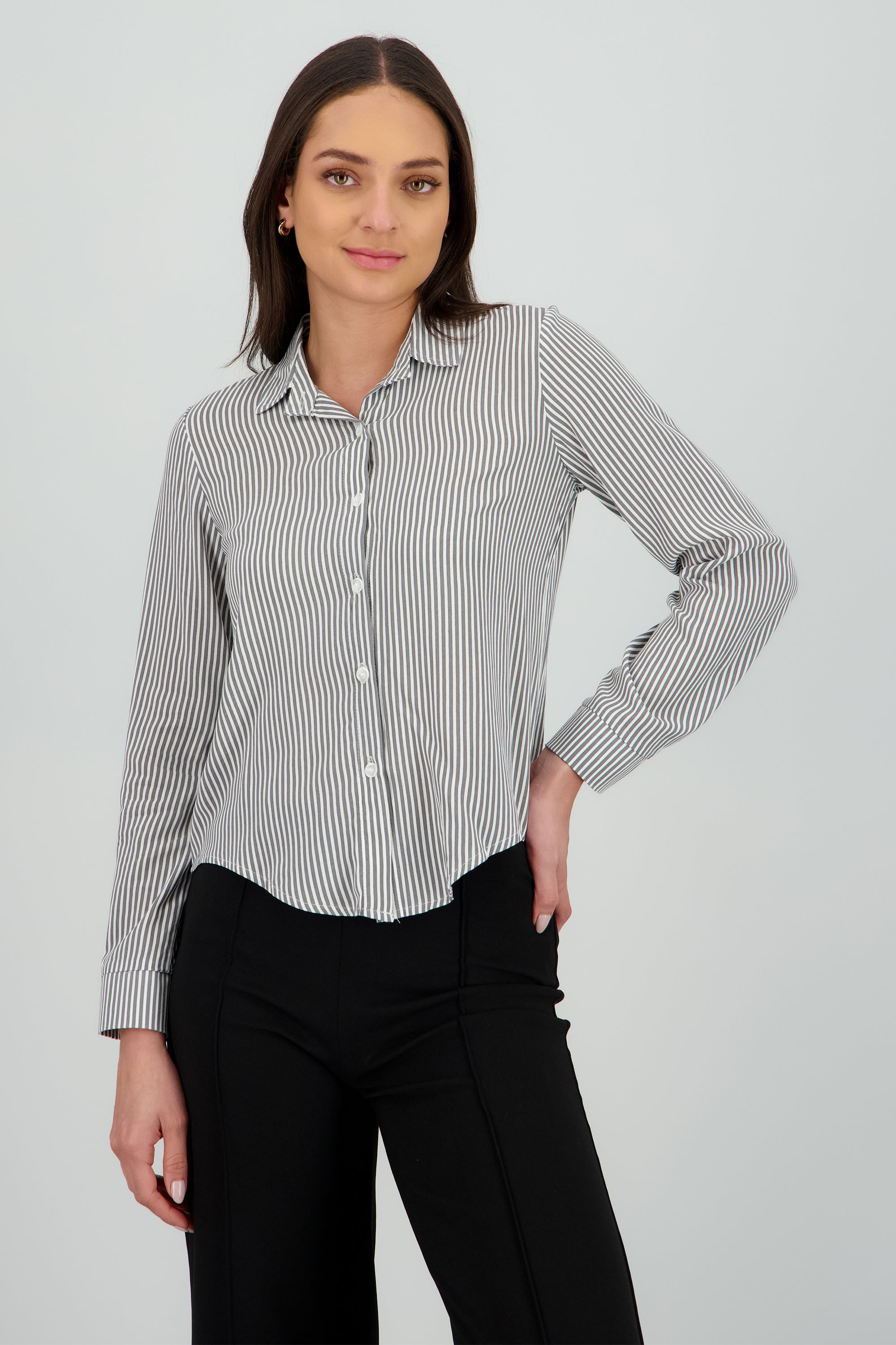 Camisa Rayas Asimétrica GRIS OBSCURO