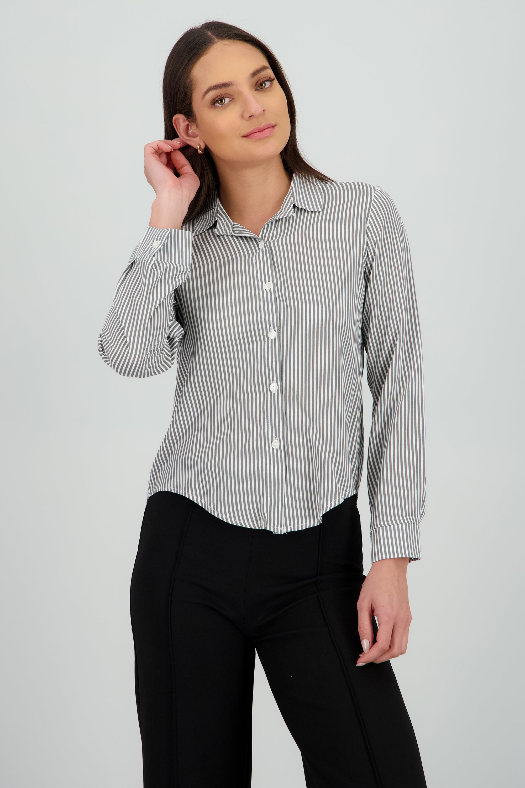 Camisa Rayas Asimétrica GRIS OBSCURO