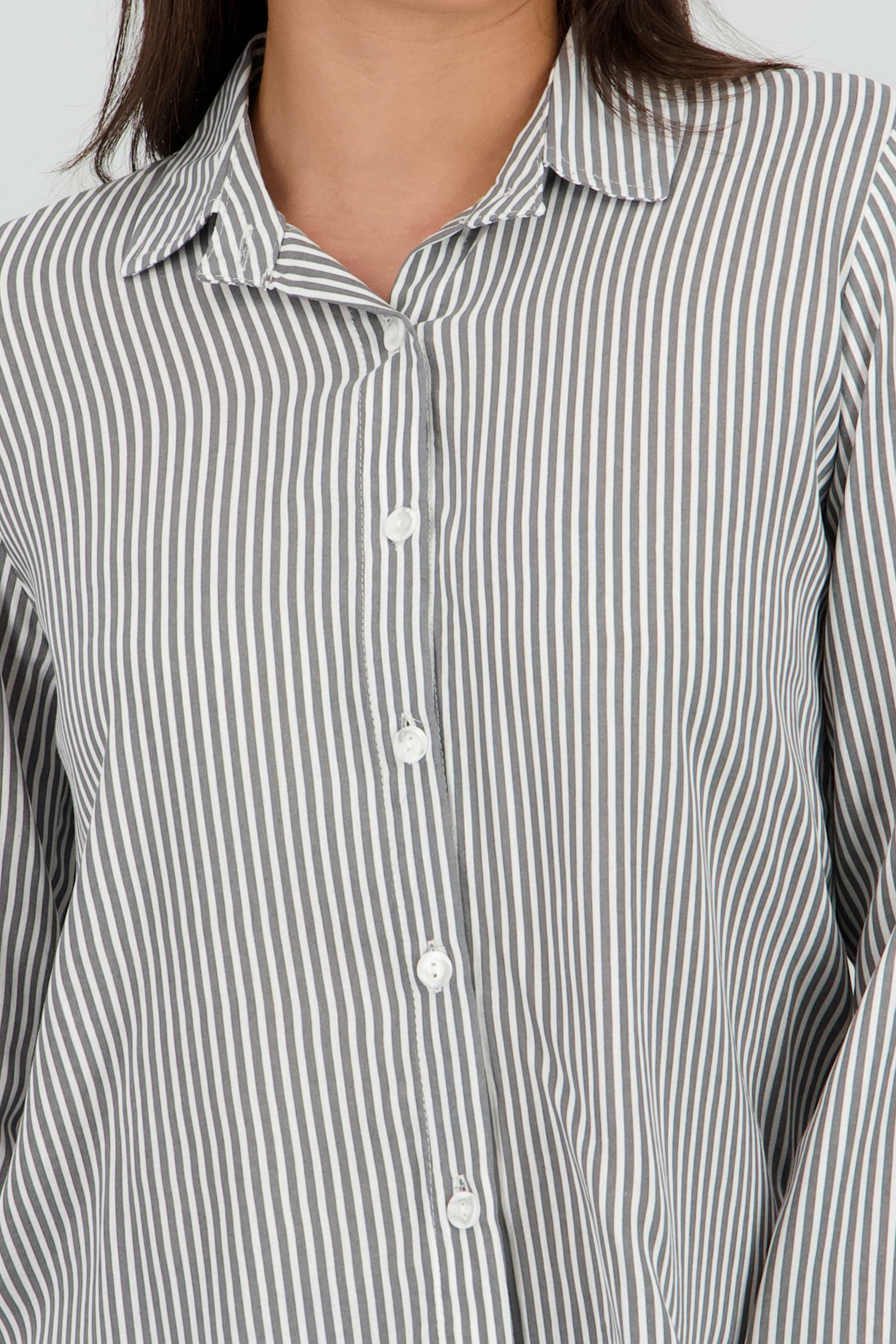 Camisa Rayas Asimétrica GRIS OBSCURO