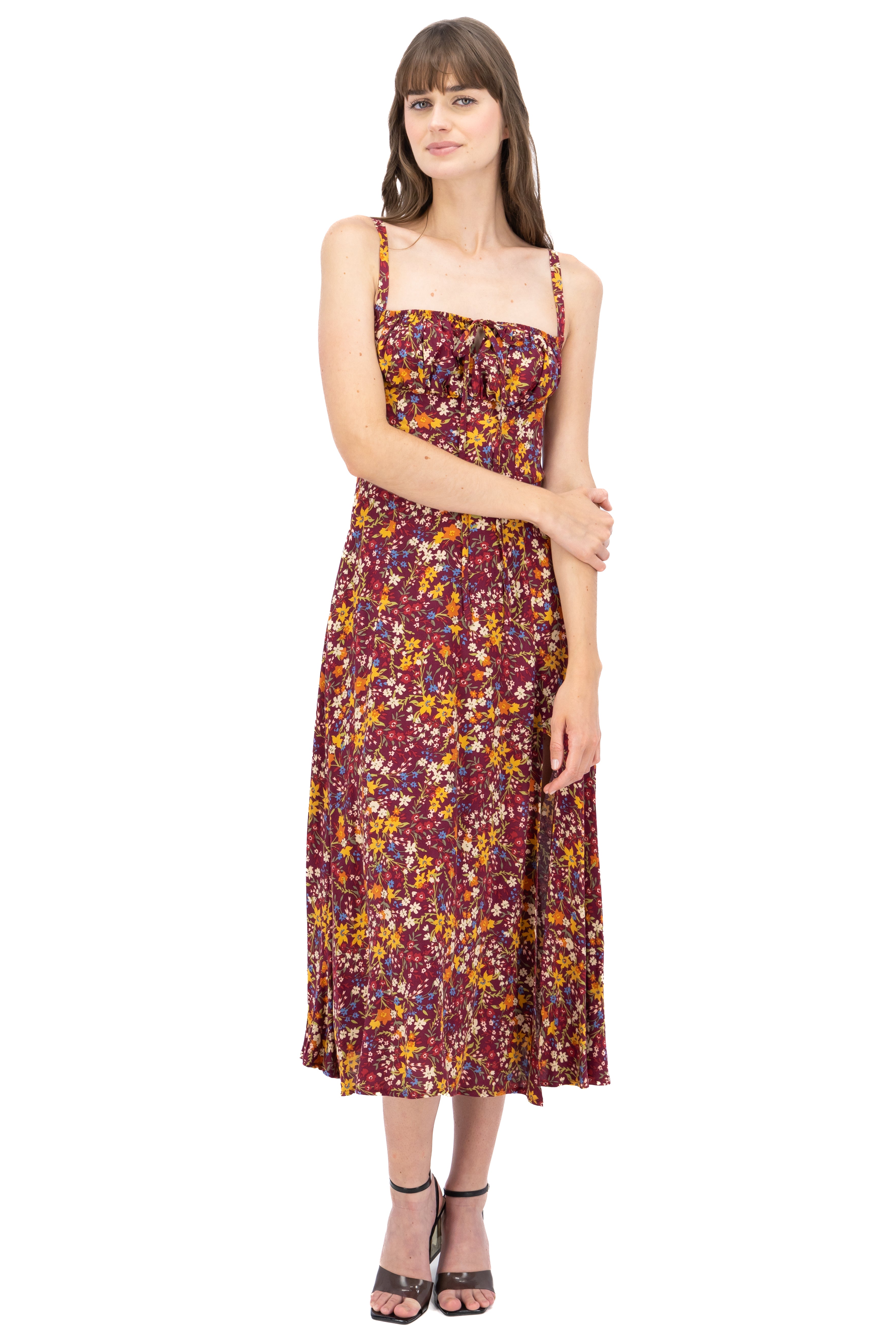 Vestido maxi tirantes VINO COMBO